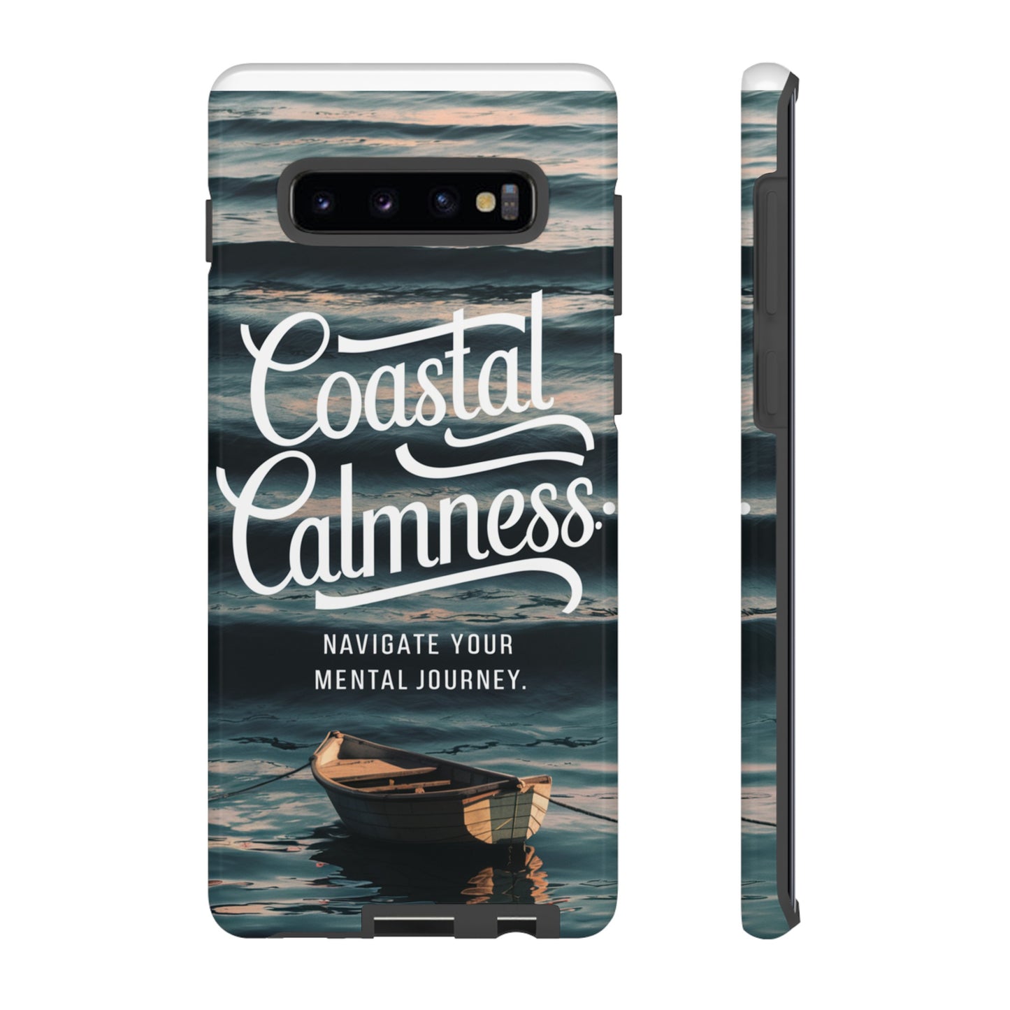 Coastal Calmness, Old Wooden Row Boat Design Protective Phone Case