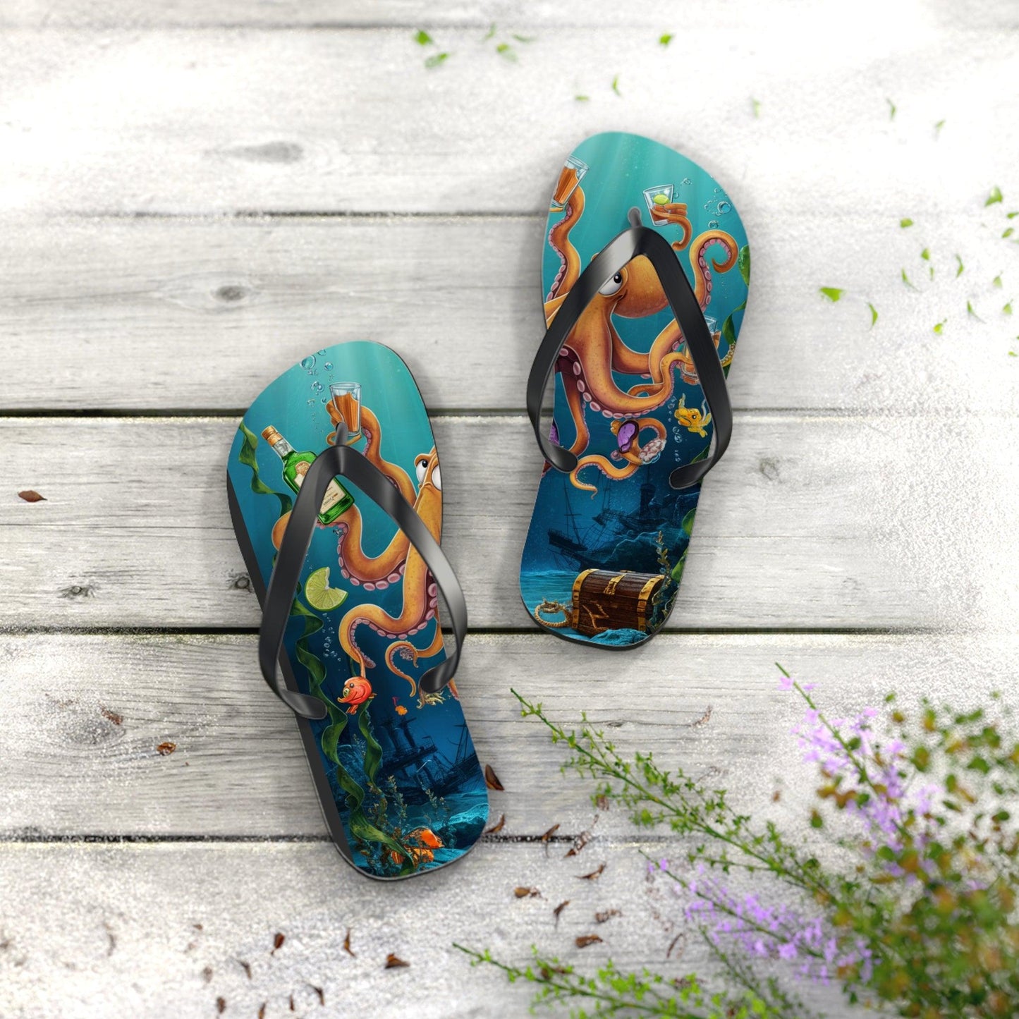 Octopus and Tequila Inspired Flip Flops, Express Your Beach Loving Self - Coastal Collections