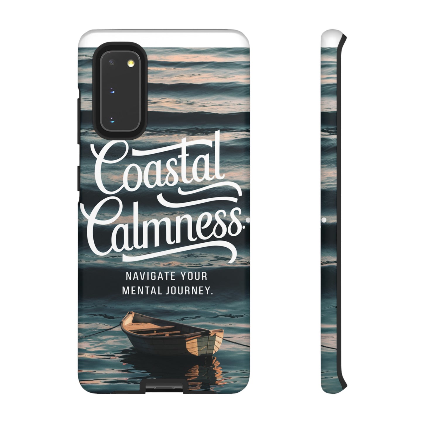 Coastal Calmness, Old Wooden Row Boat Design Protective Phone Case