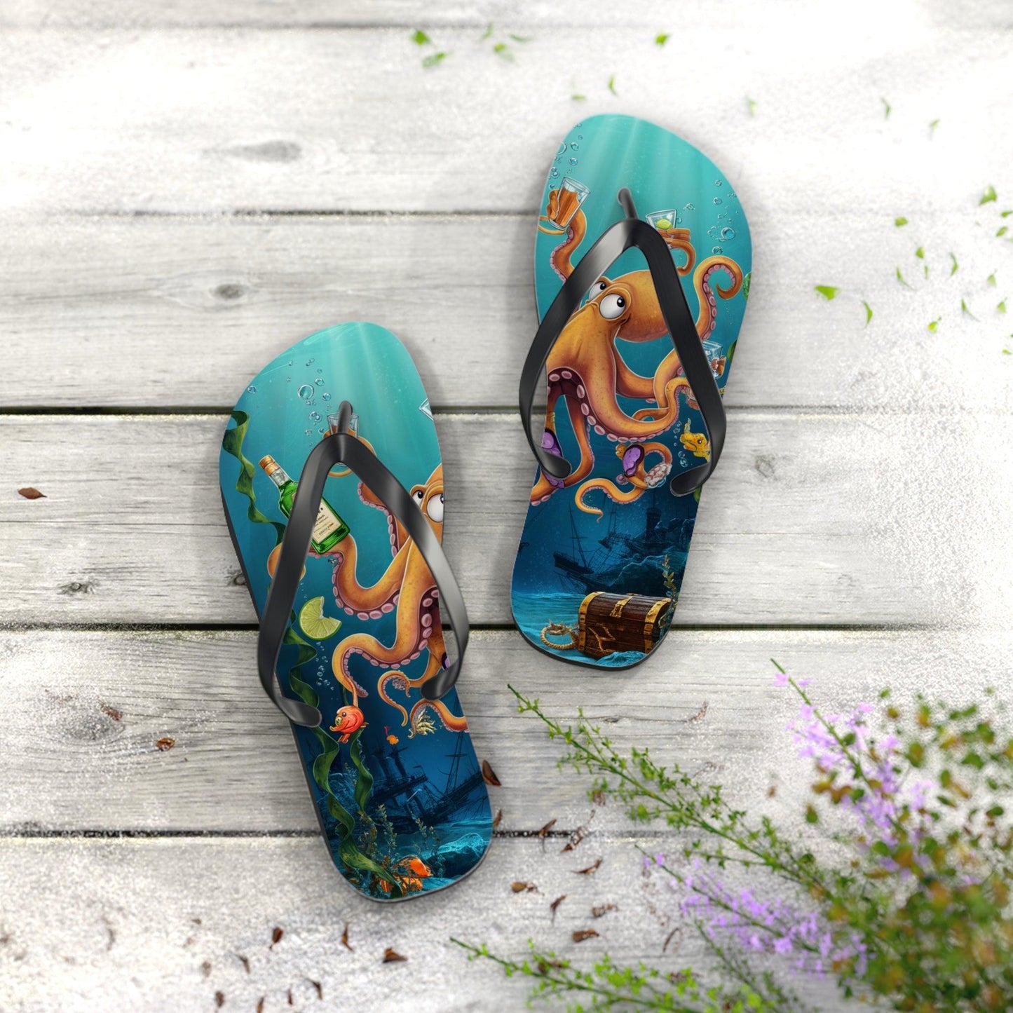 Octopus and Tequila Inspired Flip Flops, Express Your Beach Loving Self - Coastal Collections