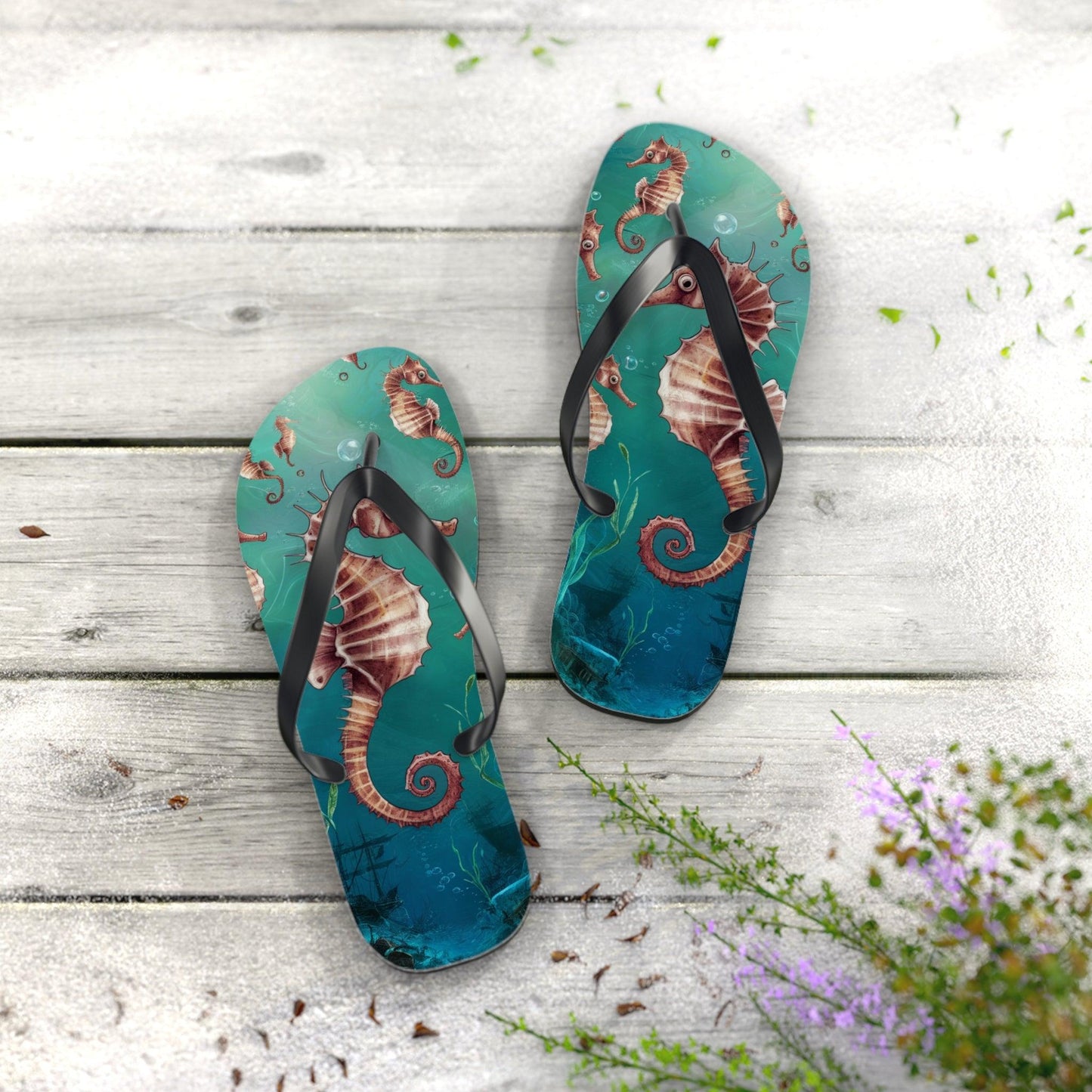 Seahorse Inspired Flip Flops, Express Your Beach Loving Self - Coastal Collections