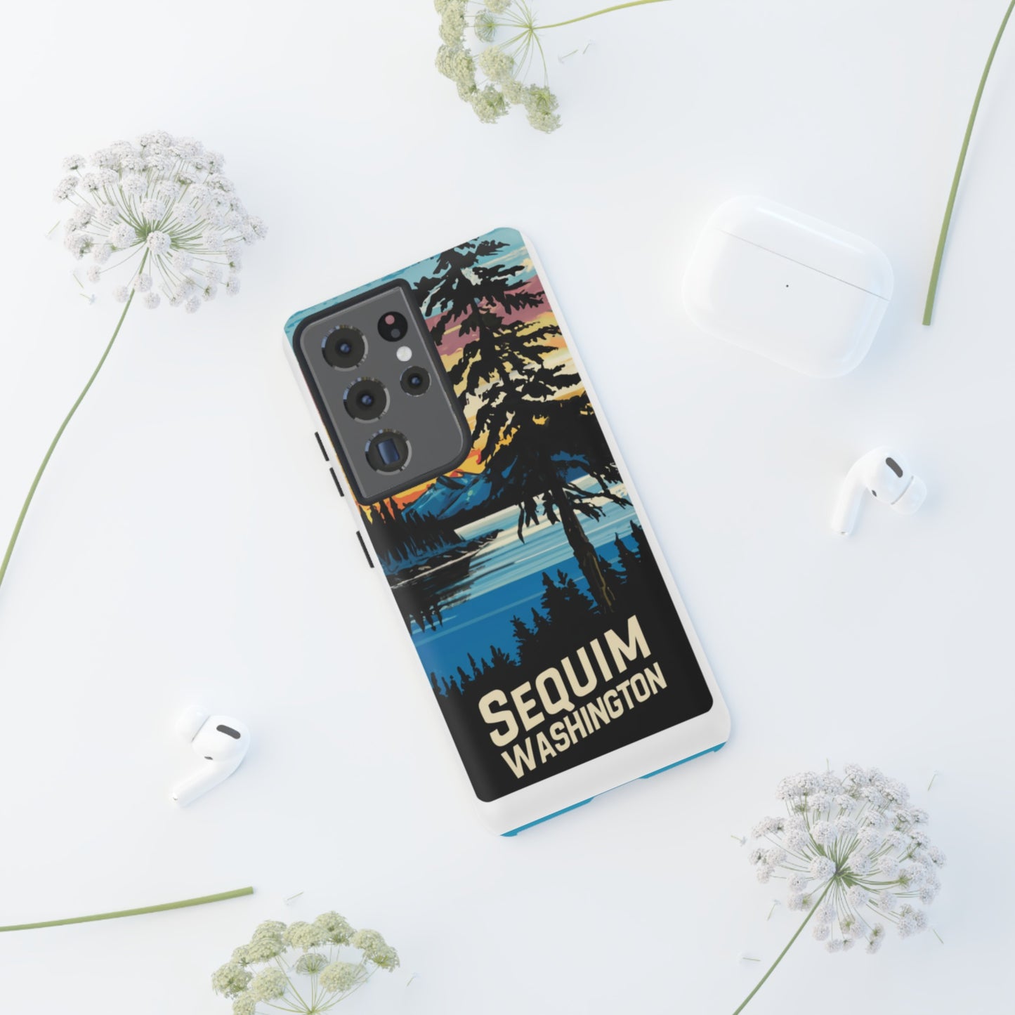 Sequim Washington Sunset Bay & Douglas Fir Protective Phone Case