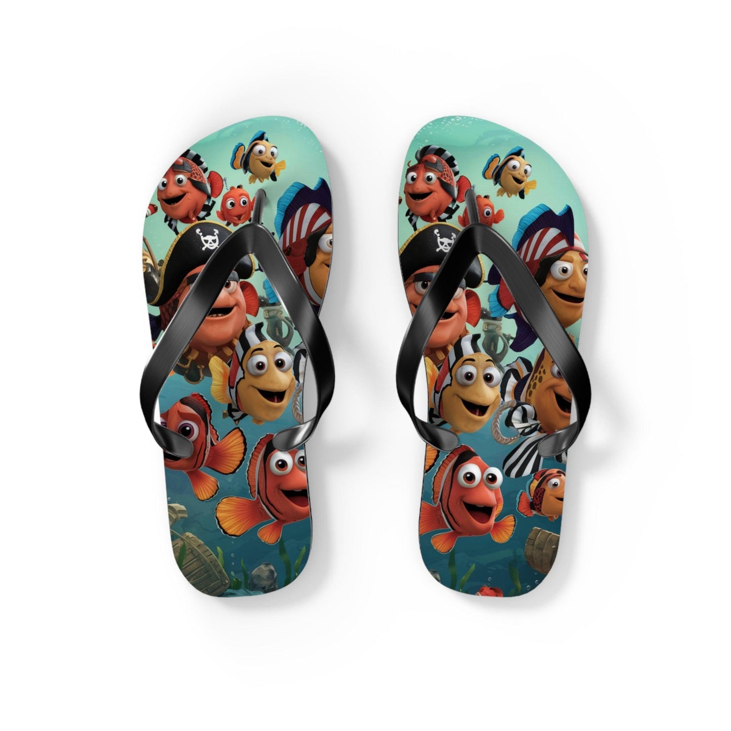 Comical Fish and Pirates Inspired Flip Flops v2, Express Your Beach Loving Self - Coastal Collections