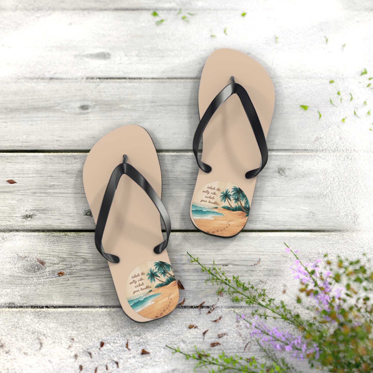 Mental Health: Inhale the Salty Vibe, Exhale your Troubles Beach - Flip Flops, Sandals