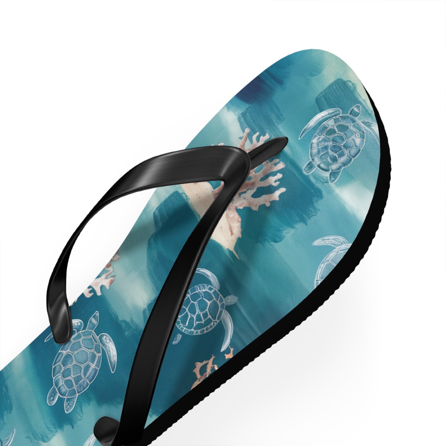 Sea Turtle and Coral Abstract Beach - Flip Flops, Sandals