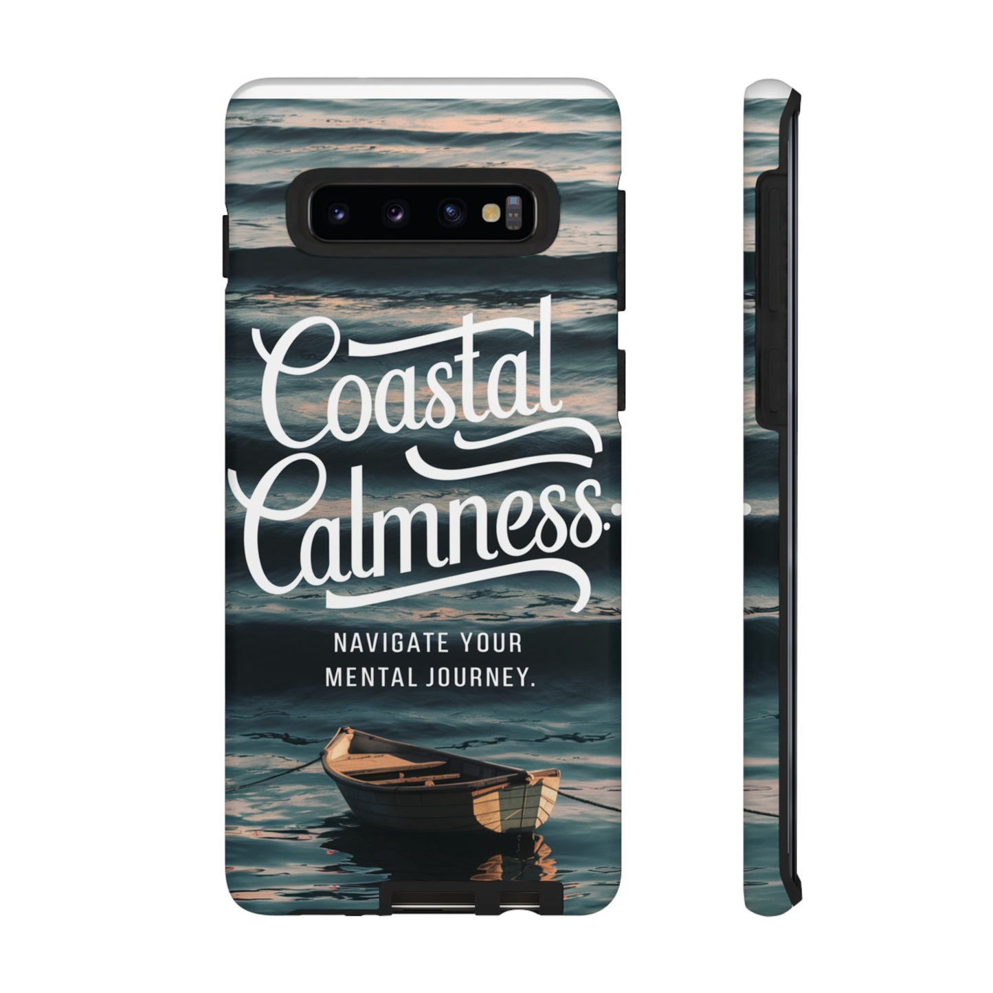 Coastal Calmness, Old Wooden Row Boat Design Protective Phone Case