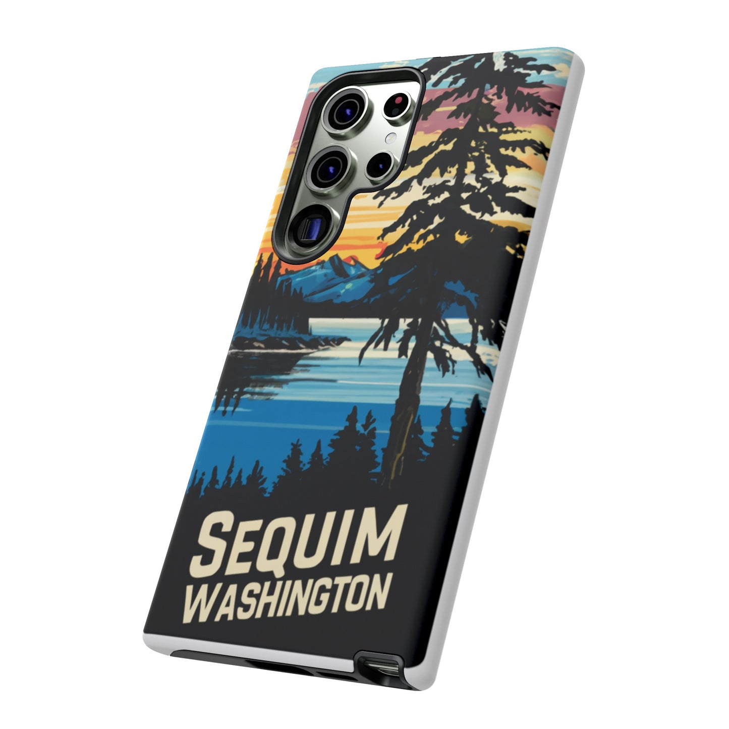 Sequim Washington Sunset Bay & Douglas Fir Protective Phone Case