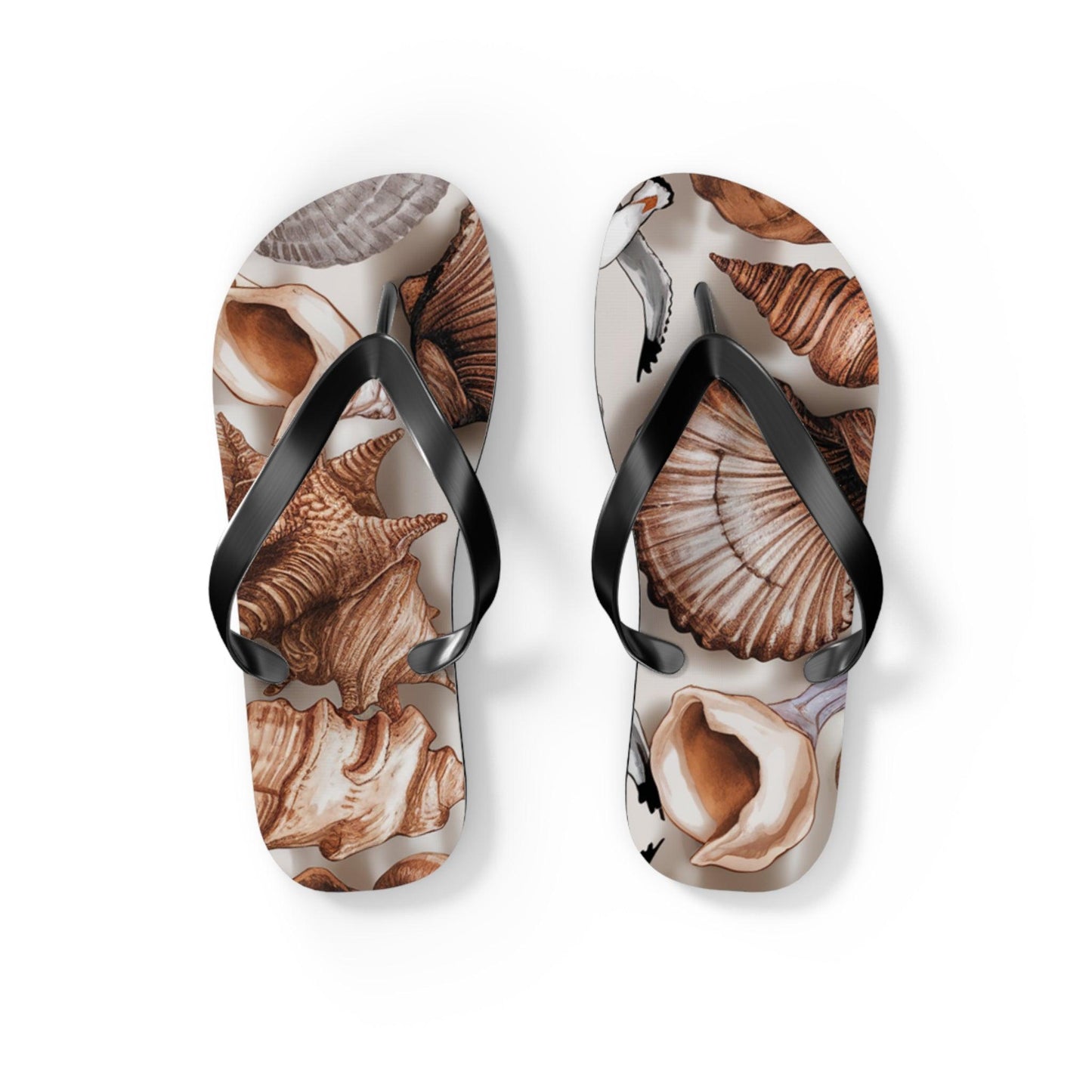 Seashell and Seagull Inspired Flip Flops v2, Express Your Beach Loving Self - Coastal Collections