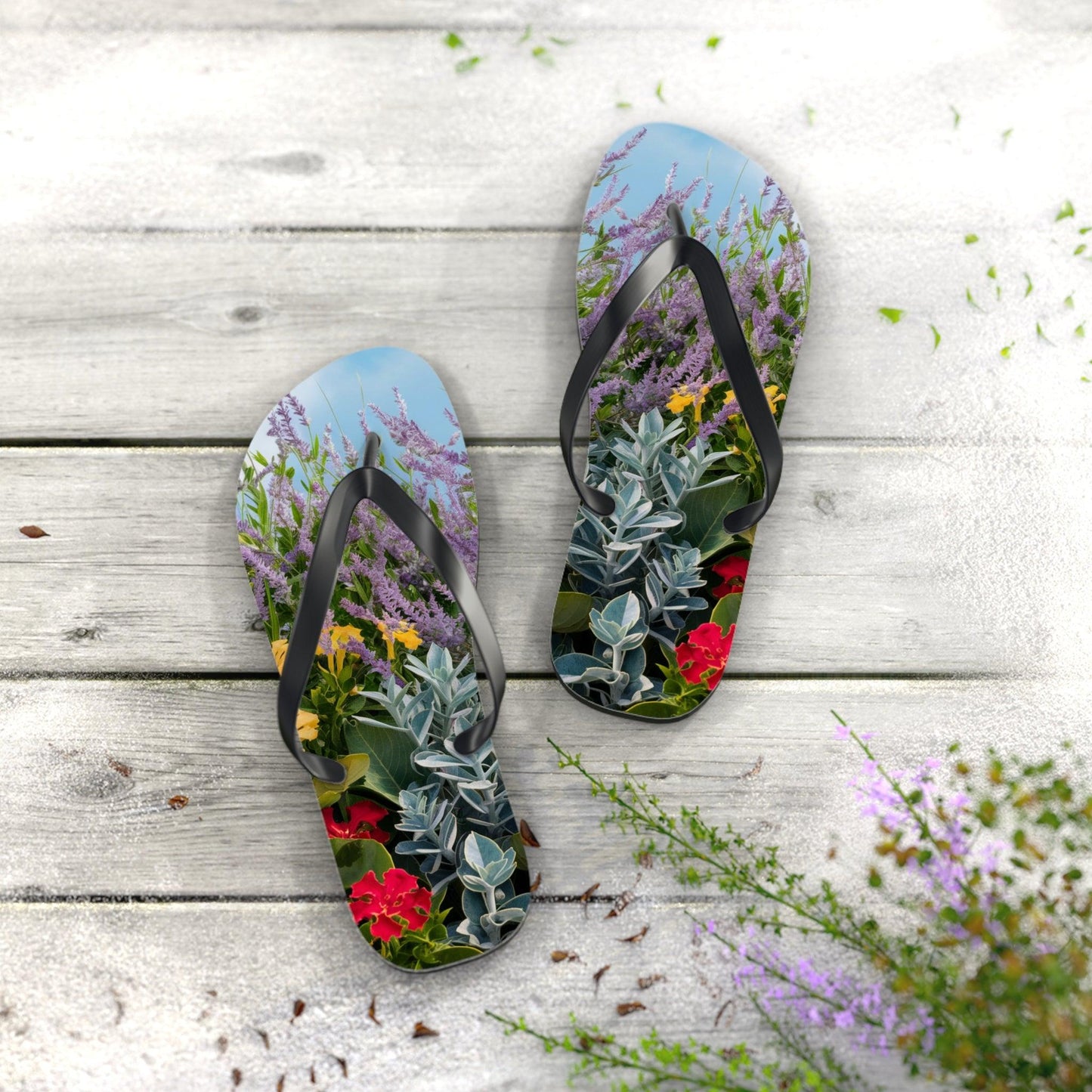 Sea Lavendar, Holly and Lantana Flower Inspired Flip Flops, Express Your Beach Loving Self - Coastal Collections