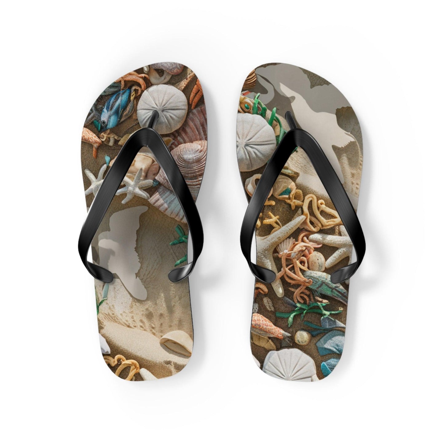 Seashell and Seagull Inspired Flip Flops v4, Express Your Beach Loving Self - Coastal Collections