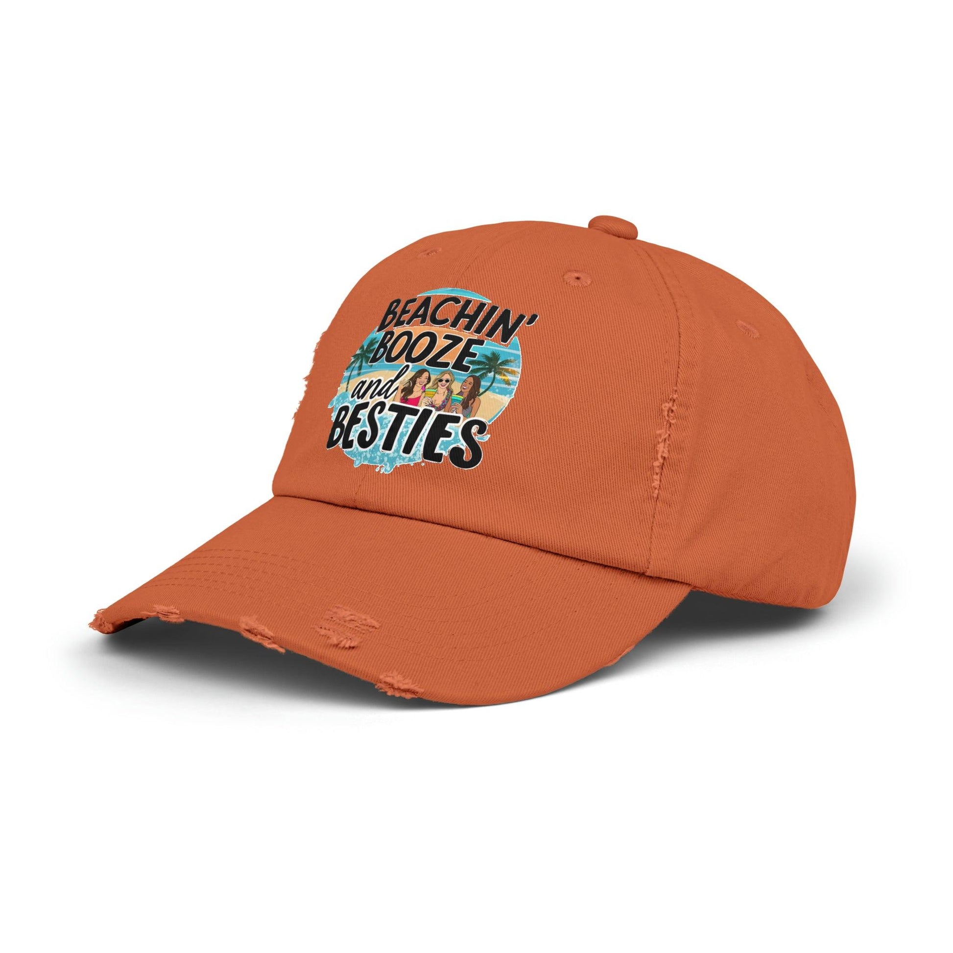 Beachin Booze and Besties Retro Cap, Girls Night Out, Casual Beach Hat - Coastal Collections