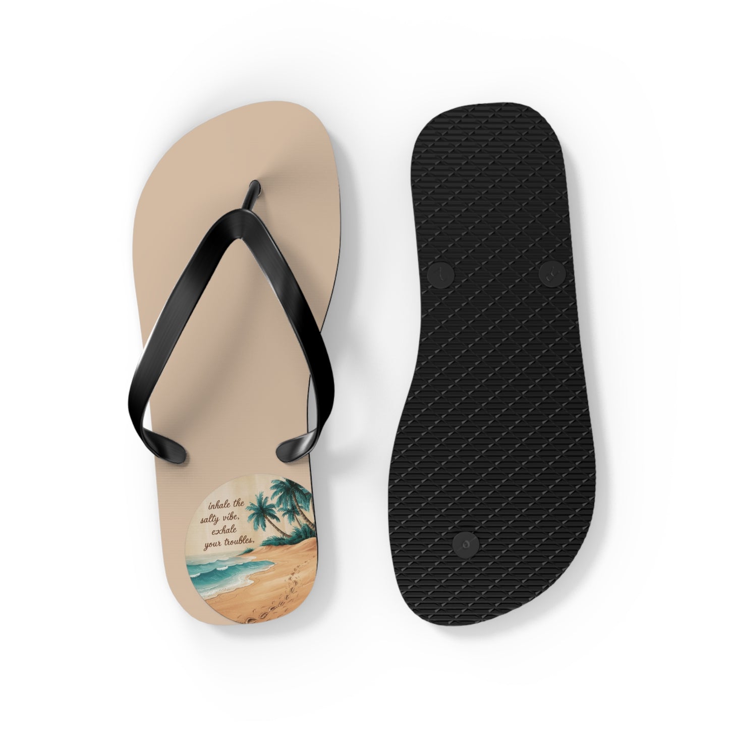 Mental Health: Inhale the Salty Vibe, Exhale your Troubles Beach - Flip Flops, Sandals