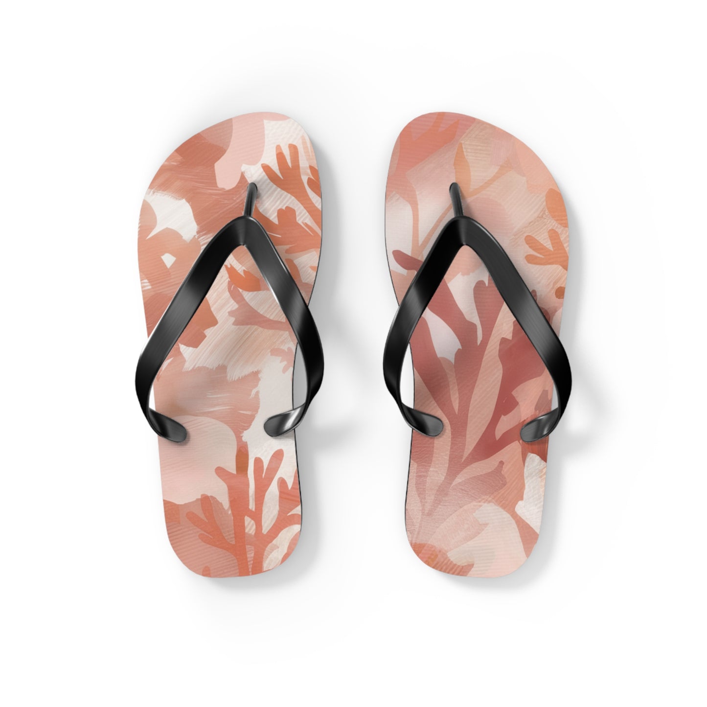 Coral Abstract Beach - Flip Flops, Sandals