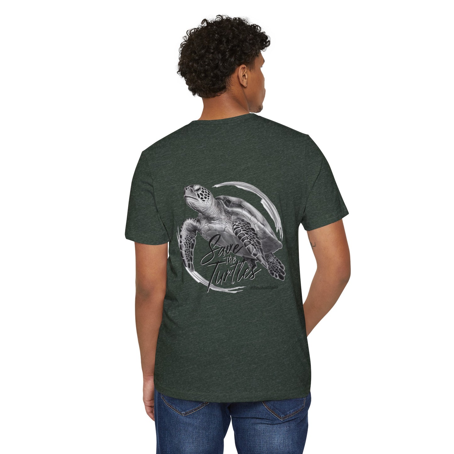 Save the Turtles Unisex Recycled Organic T-Shirt (Print on Back)