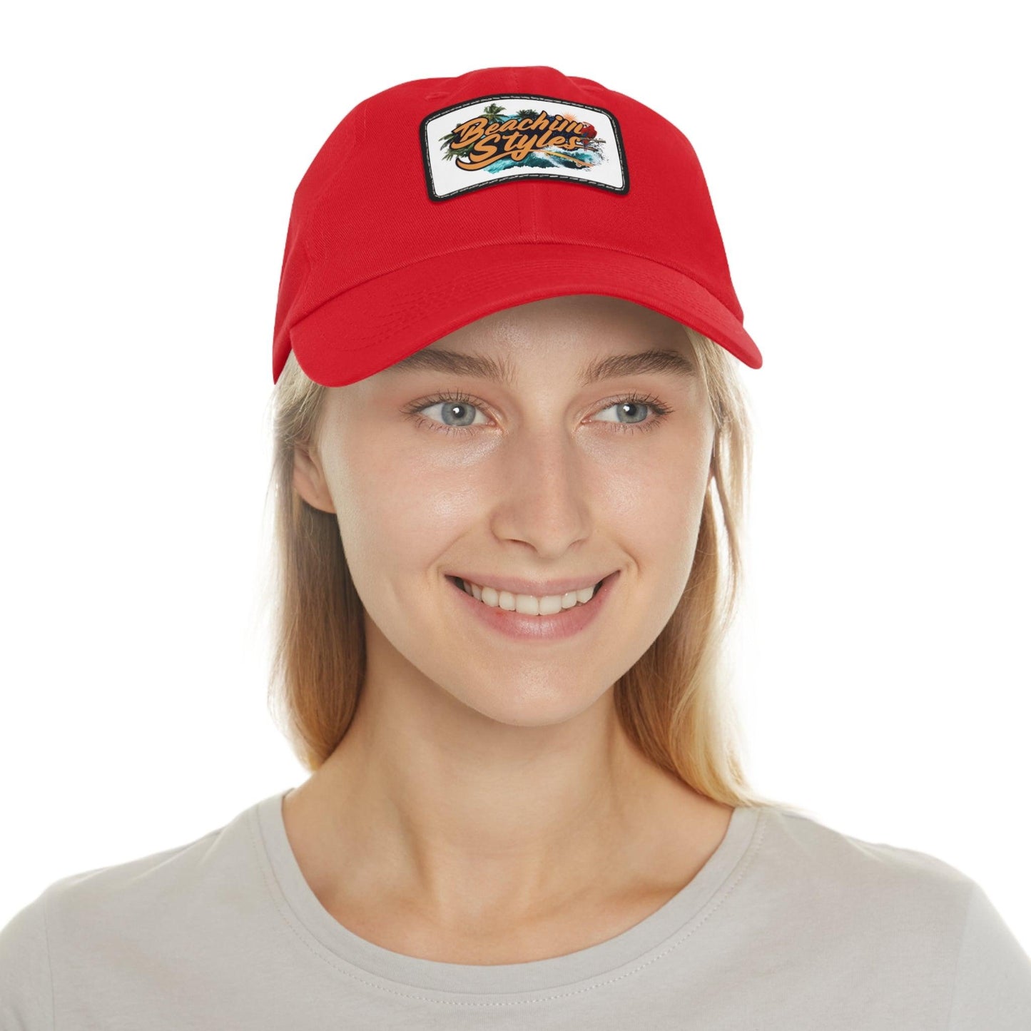 Beachin Styles© Red Parrot Hat with Leather Patch (Rectangle) - Coastal Collections