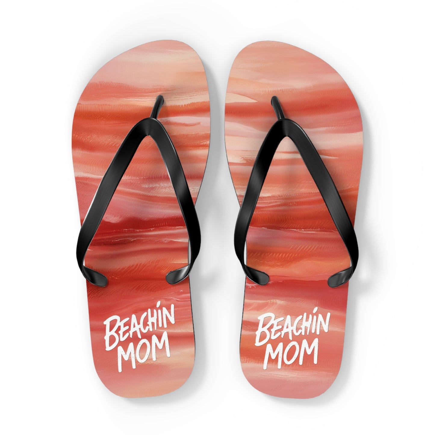 Beachin Mom Coral Abstract Beach - Flip Flops, Sandals