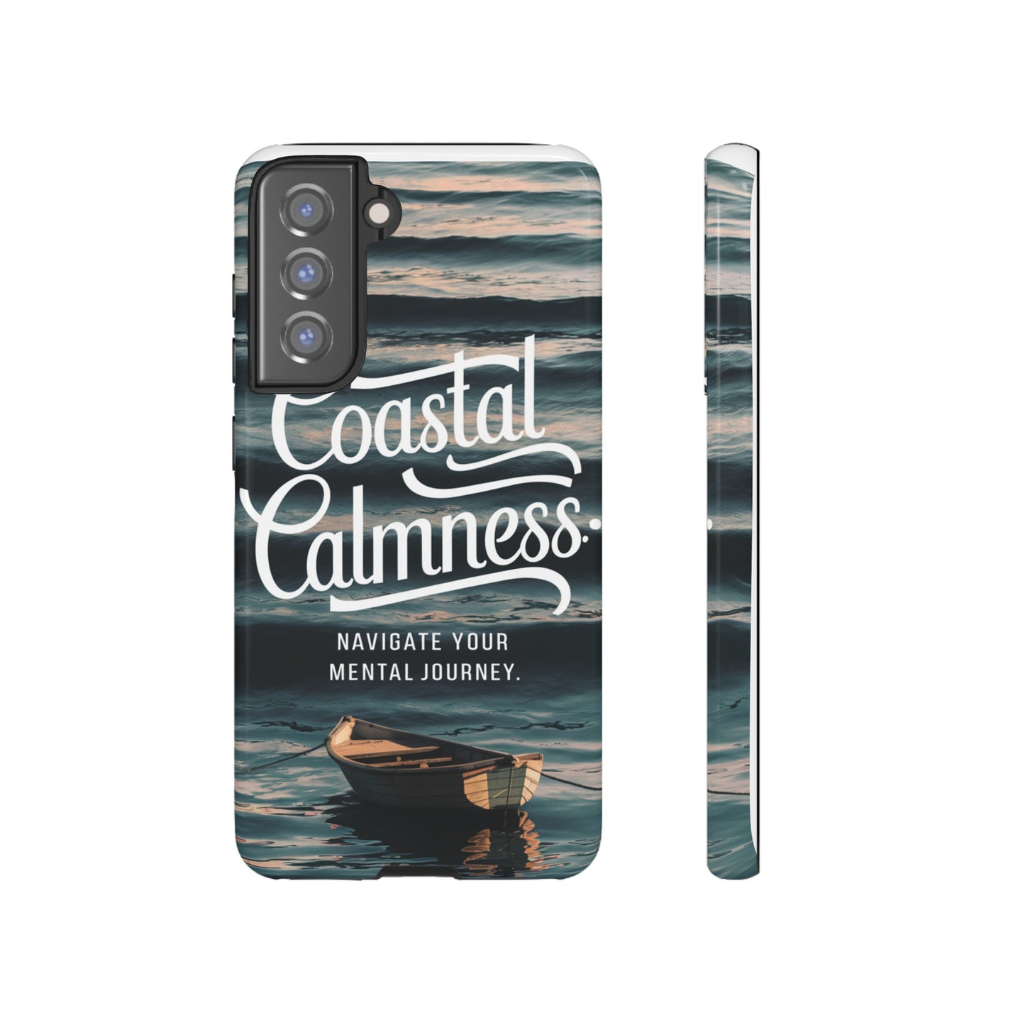 Coastal Calmness, Old Wooden Row Boat Design Protective Phone Case