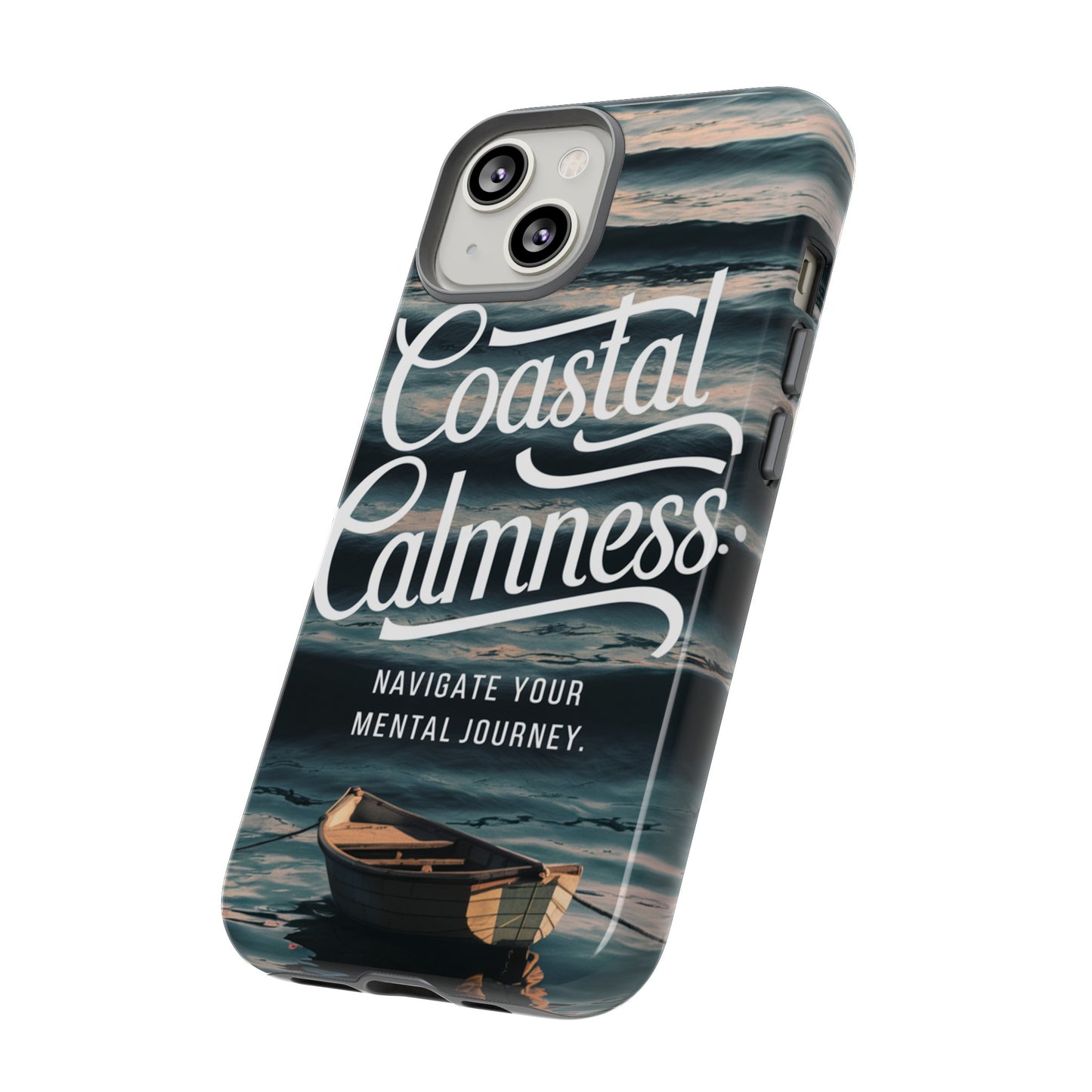 Coastal Calmness, Old Wooden Row Boat Design Protective Phone Case