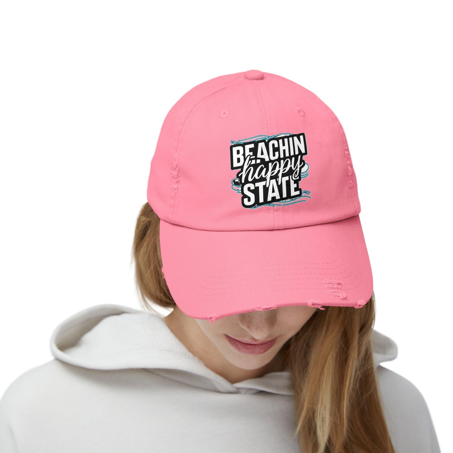 Retro Cap, Beachin Happy State retro distressed cap, casual beach hat - Coastal Collections