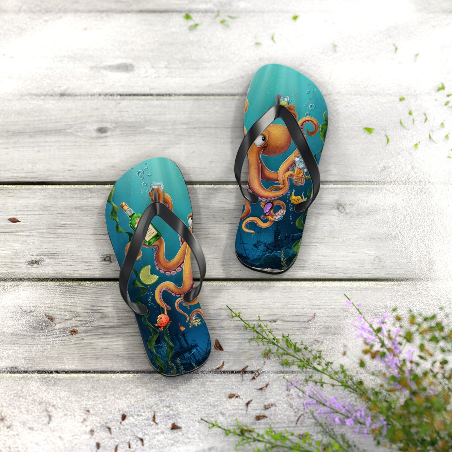 Octopus and Tequila Inspired Flip Flops, Express Your Beach Loving Self - Coastal Collections