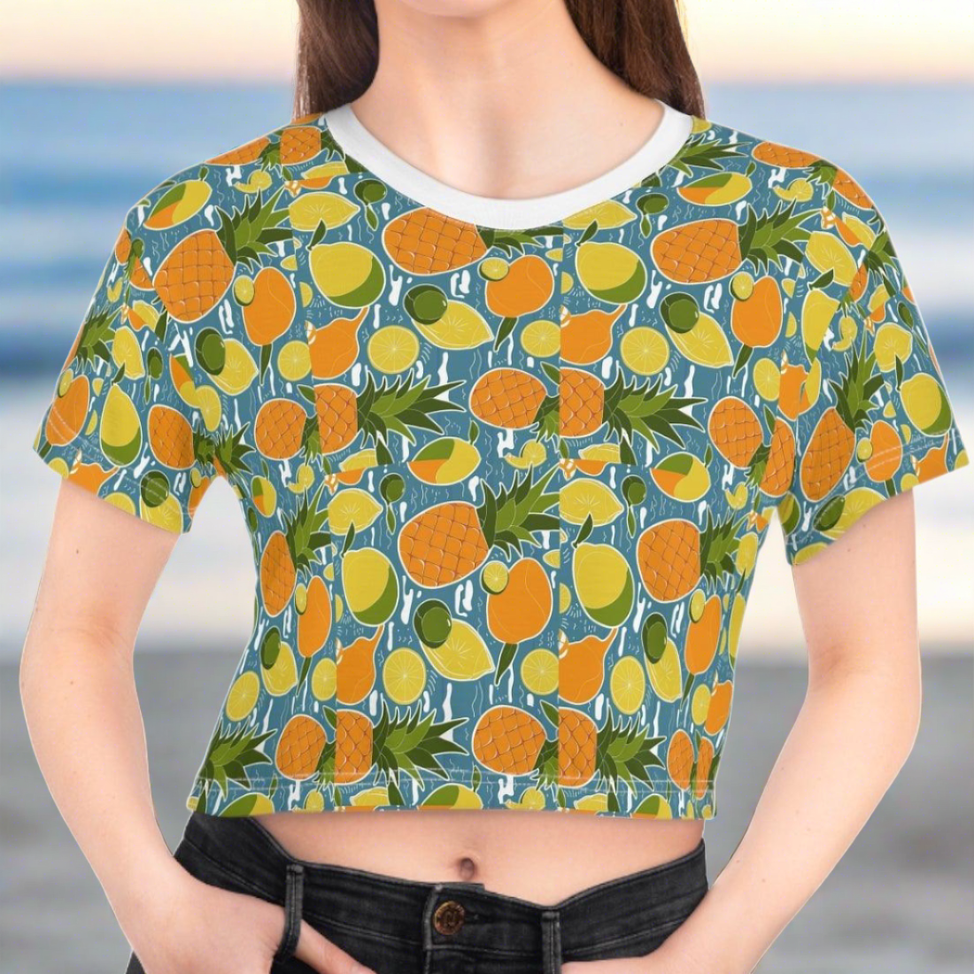 Tropical Fruit SRP Crop Top Beachwear