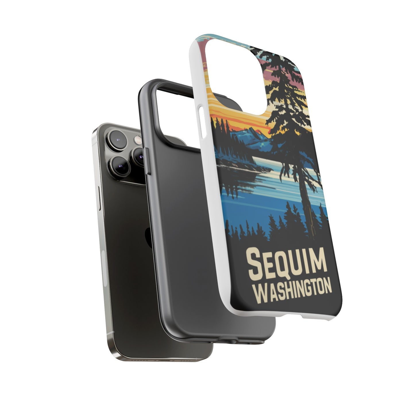 Sequim Washington Sunset Bay & Douglas Fir Protective Phone Case