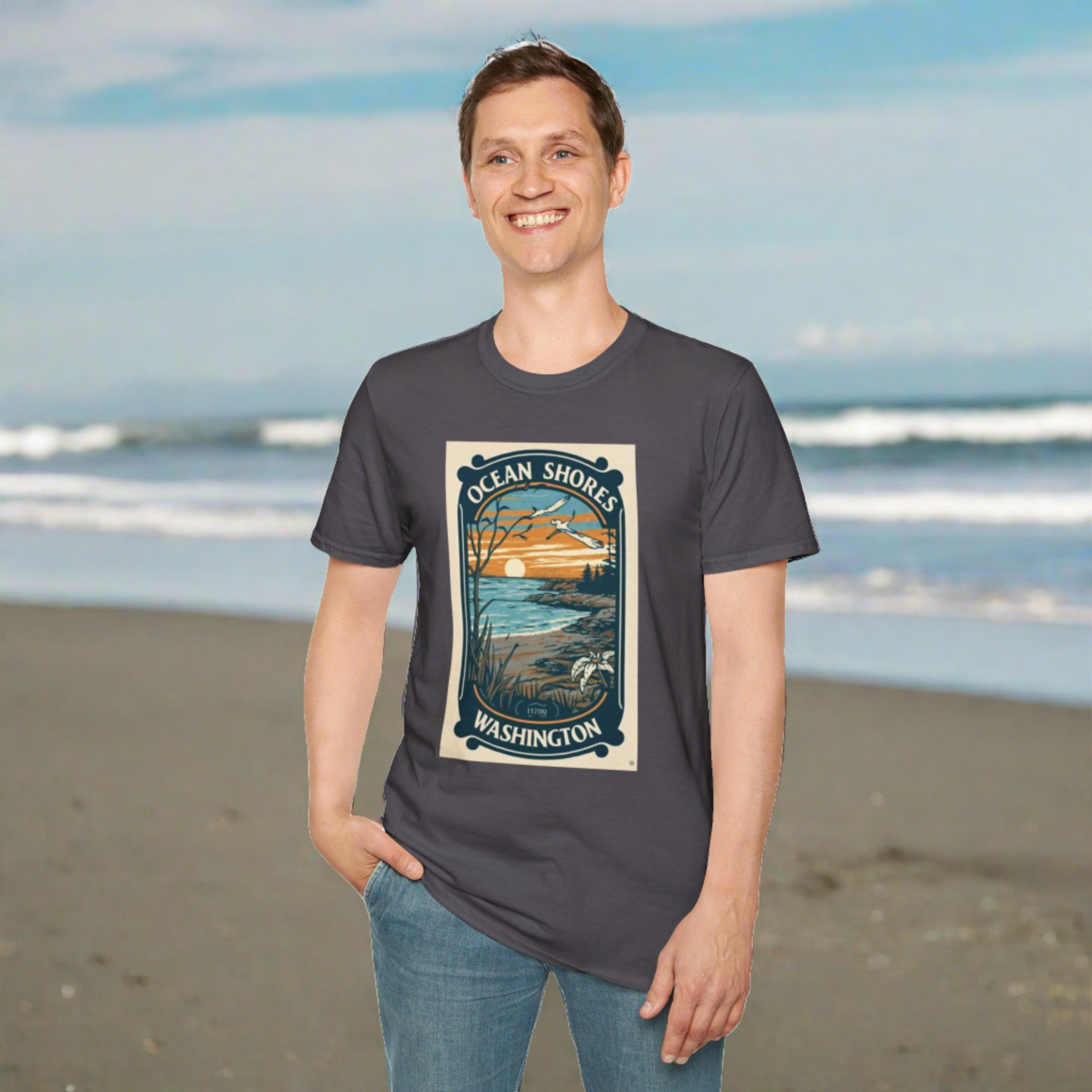 Ocean Shores Washington - Unisex Softstyle T-Shirt