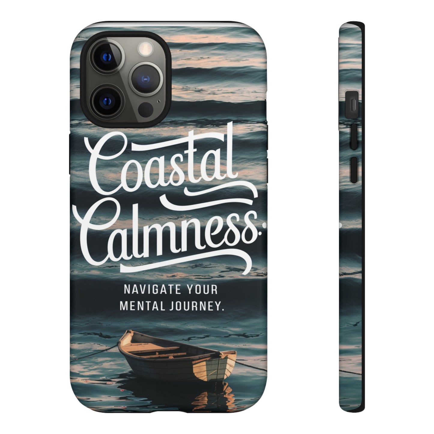 Coastal Calmness, Old Wooden Row Boat Design Protective Phone Case