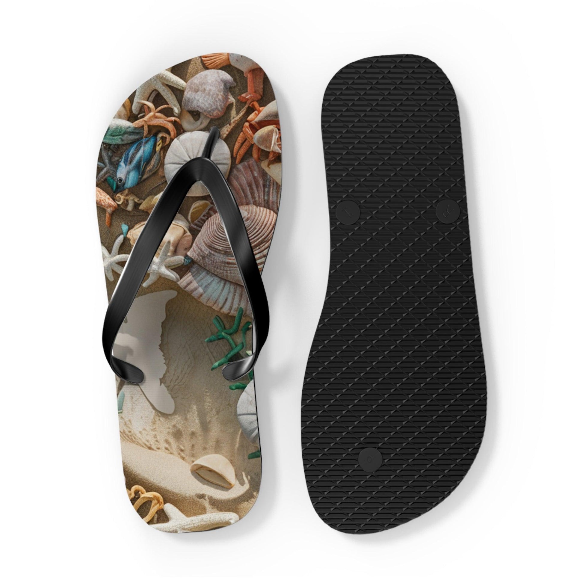 Seashell and Seagull Inspired Flip Flops v4, Express Your Beach Loving Self - Coastal Collections