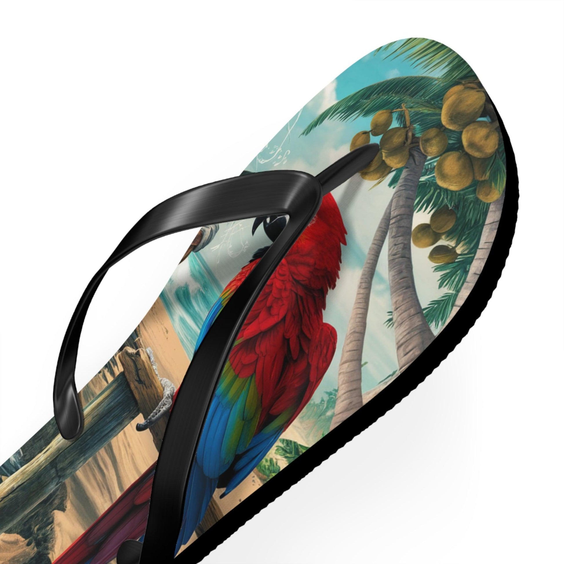 Red Parrot Beach Inspired Flip Flops, Express Your Beach Loving Self - Coastal Collections