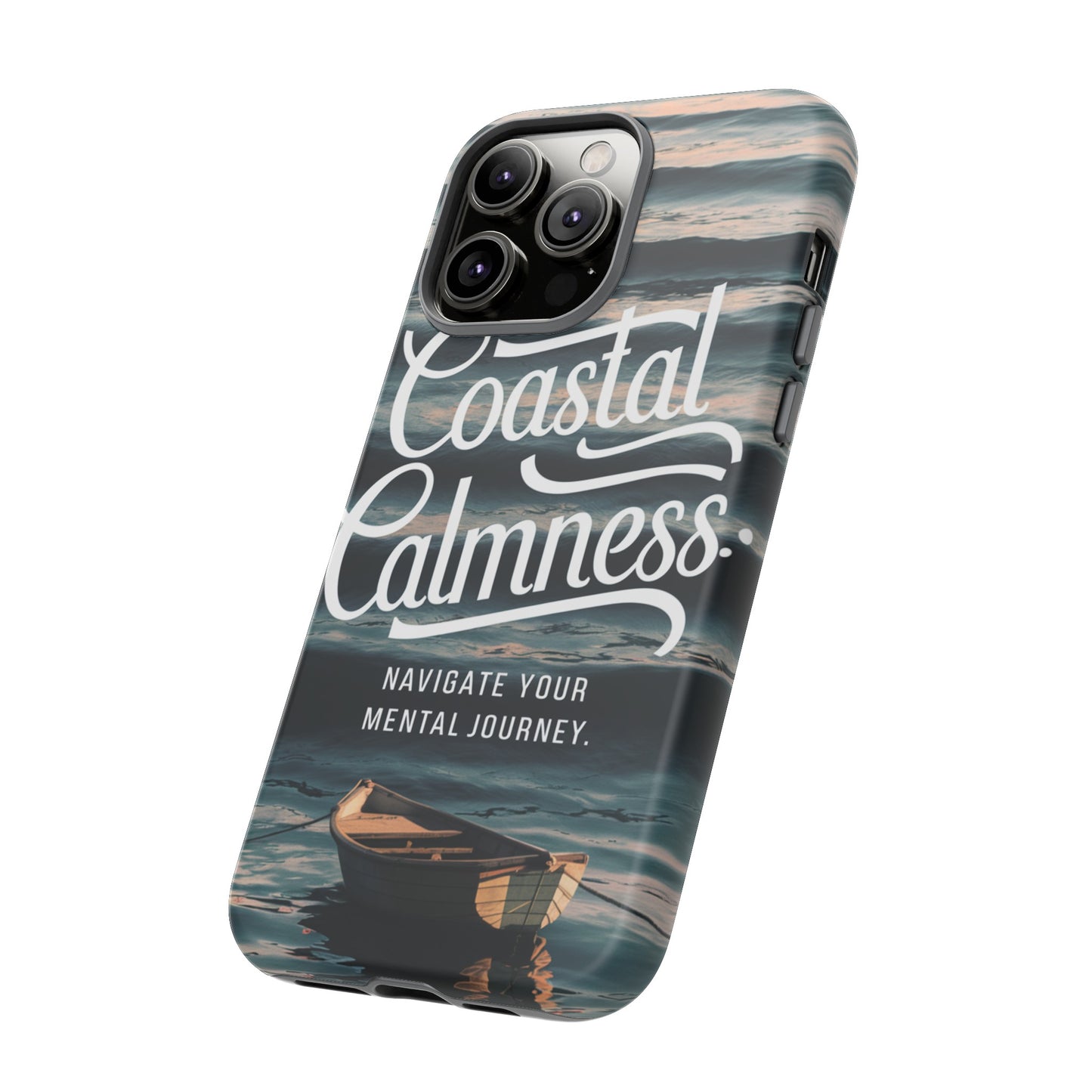 Coastal Calmness, Old Wooden Row Boat Design Protective Phone Case