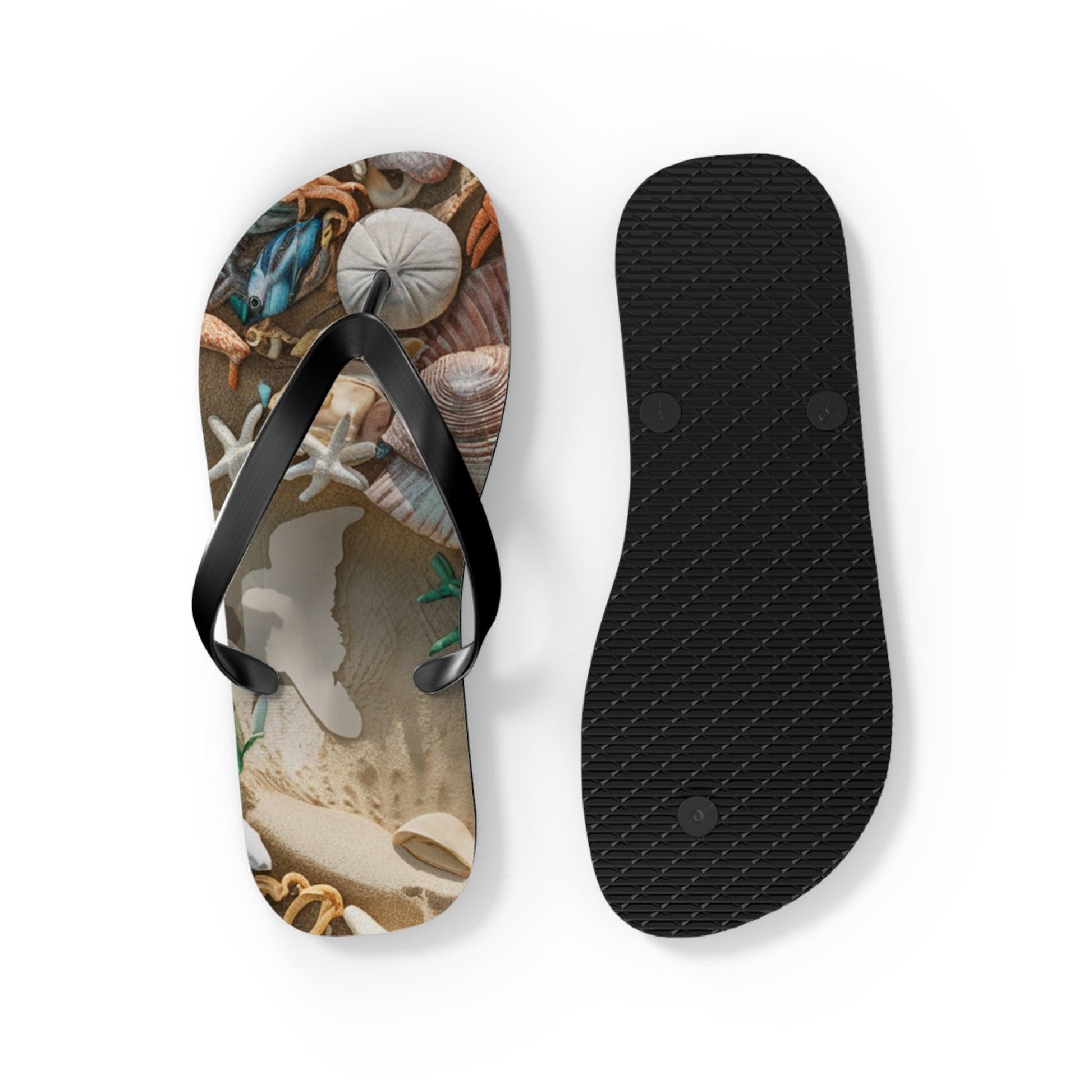 Seashell and Seagull Inspired Flip Flops v4, Express Your Beach Loving Self - Coastal Collections