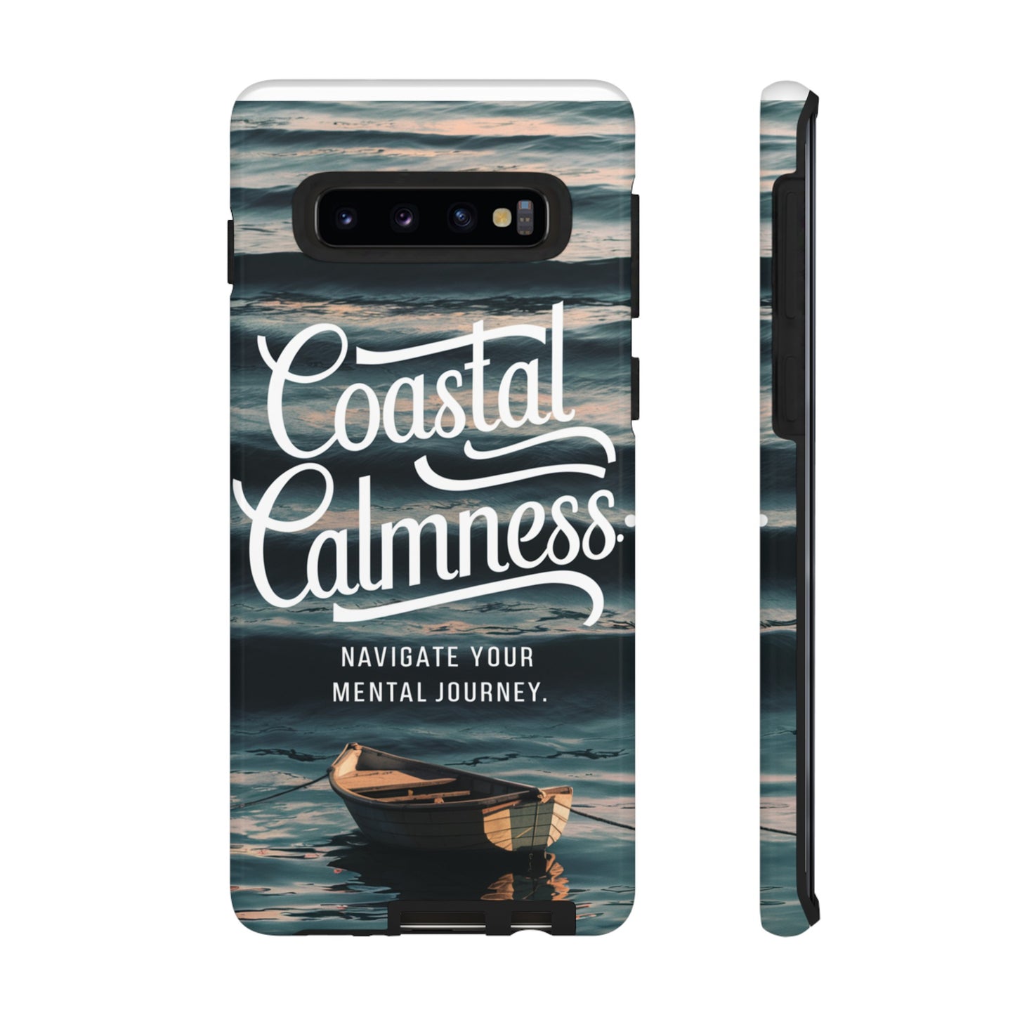 Coastal Calmness, Old Wooden Row Boat Design Protective Phone Case