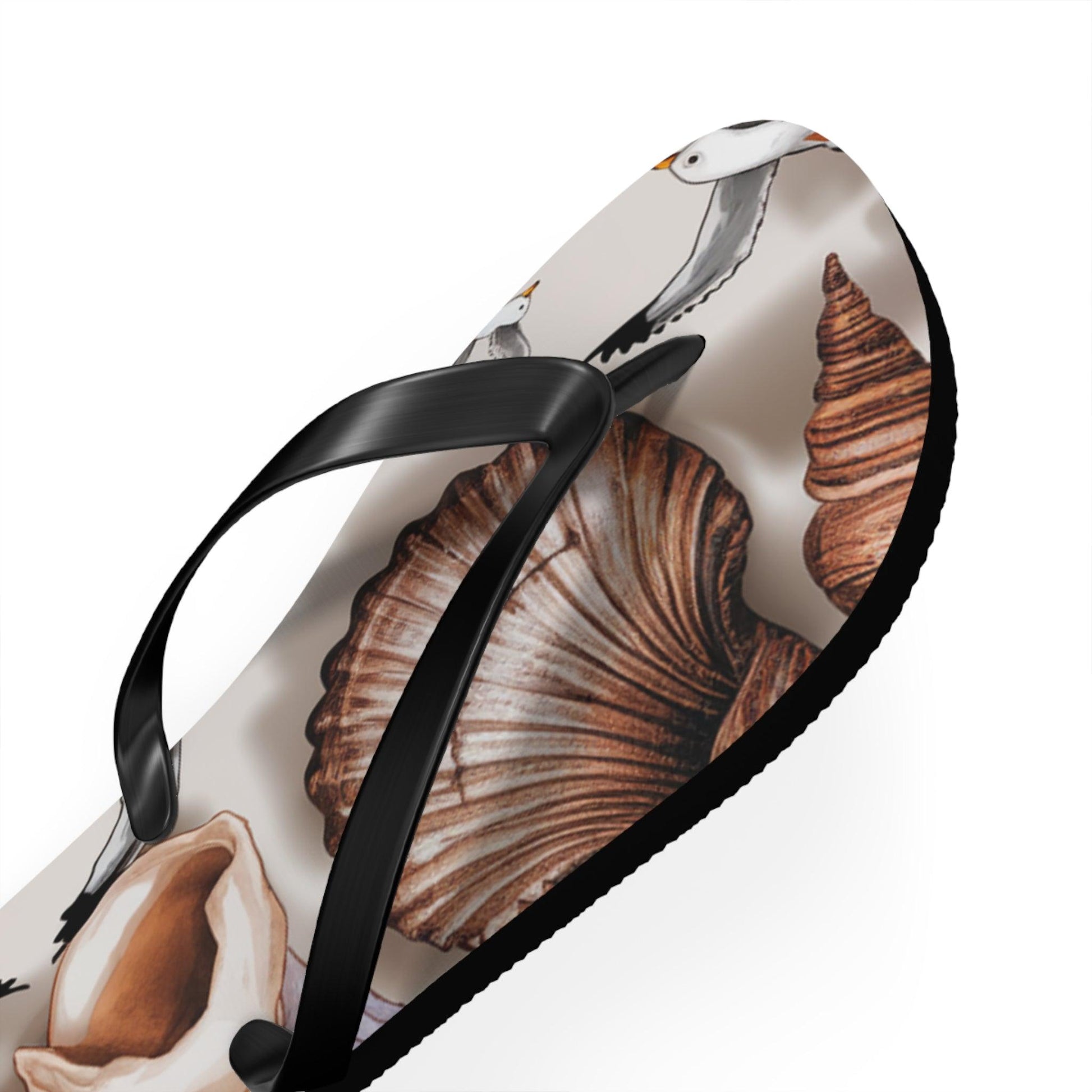 Seashell and Seagull Inspired Flip Flops v2, Express Your Beach Loving Self - Coastal Collections