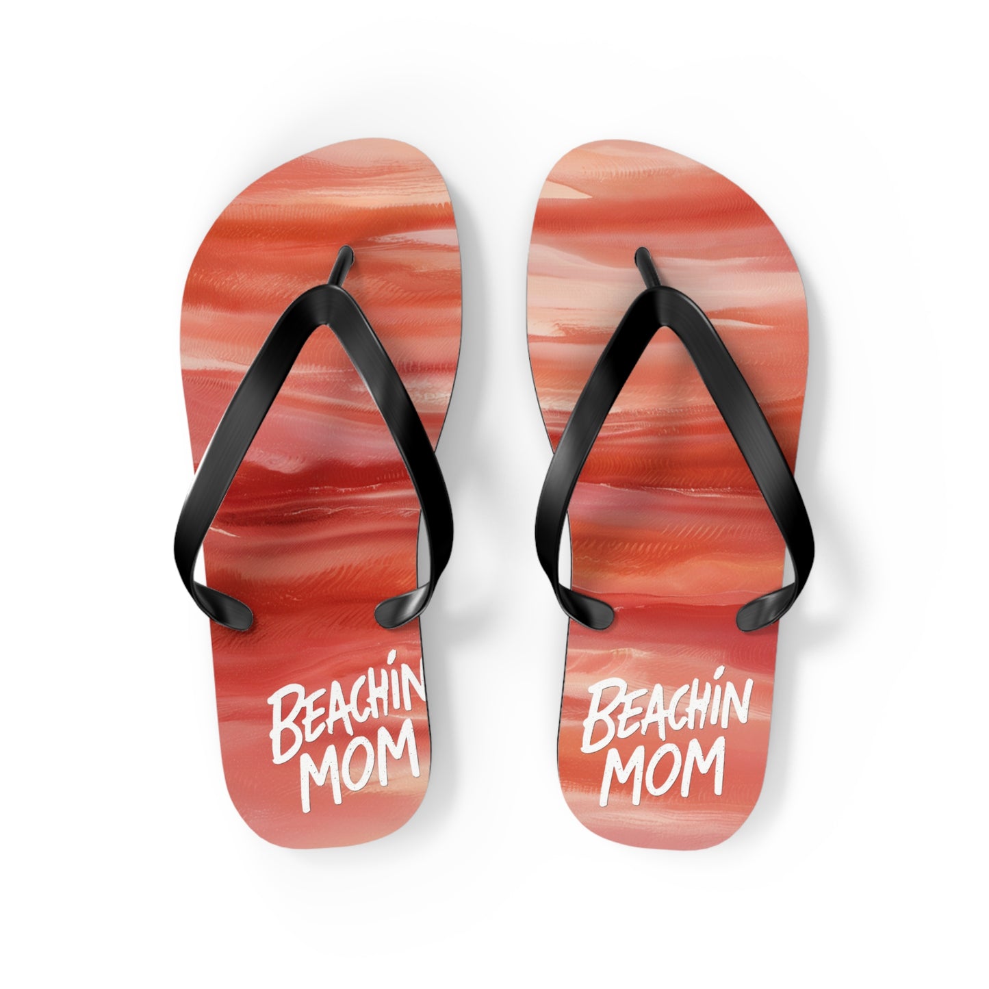 Beachin Mom Coral Abstract Beach - Flip Flops, Sandals