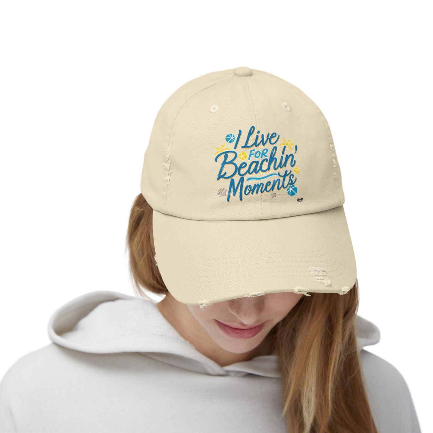 I Live For Beachin Moments Distressed Cap, Casual Beach Hat - Coastal Collections