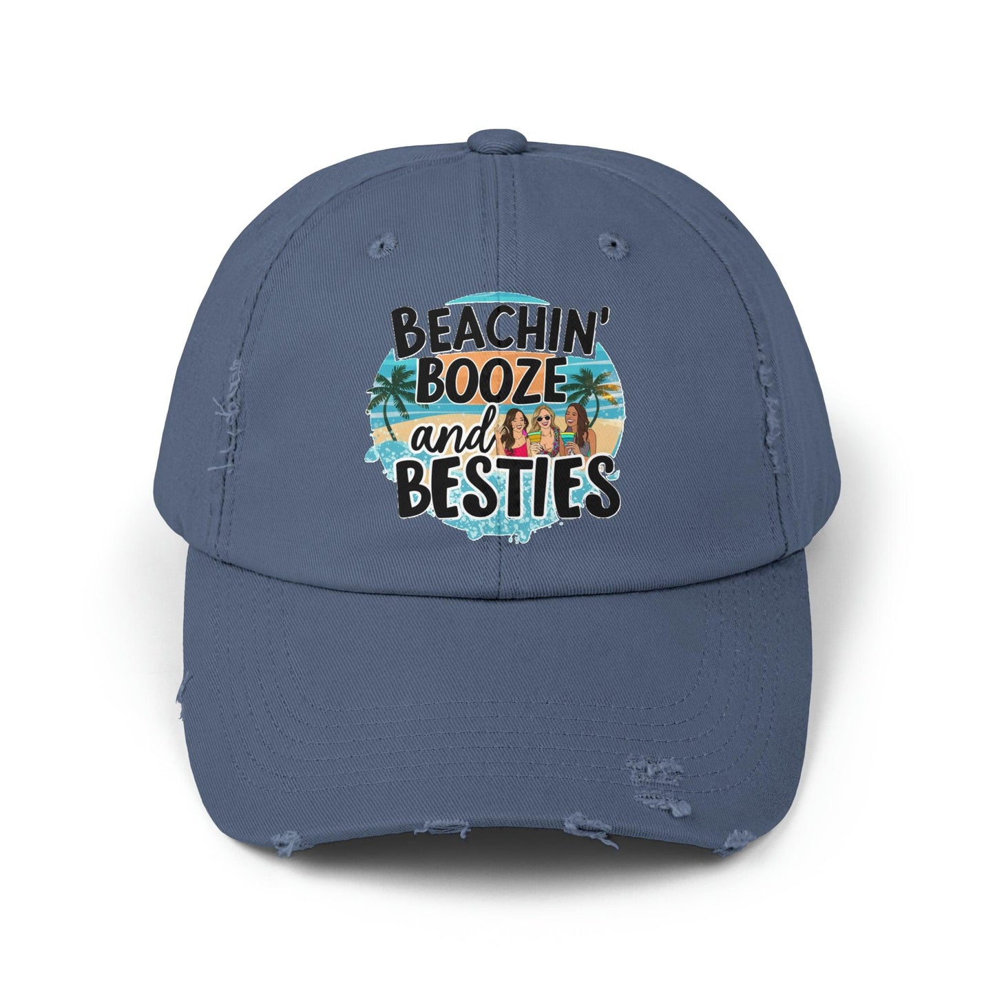 Beachin Booze and Besties Retro Cap, Girls Night Out, Casual Beach Hat - Coastal Collections