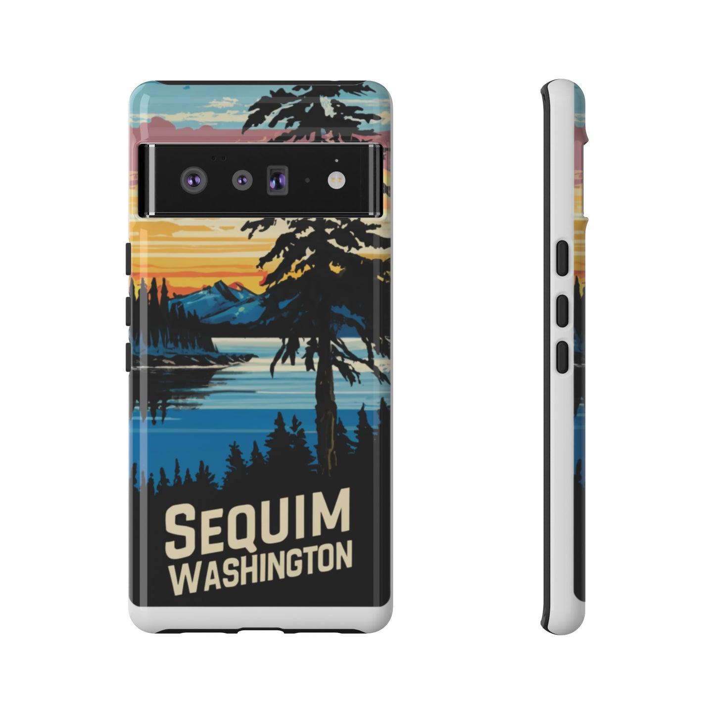 Sequim Washington Sunset Bay & Douglas Fir Protective Phone Case