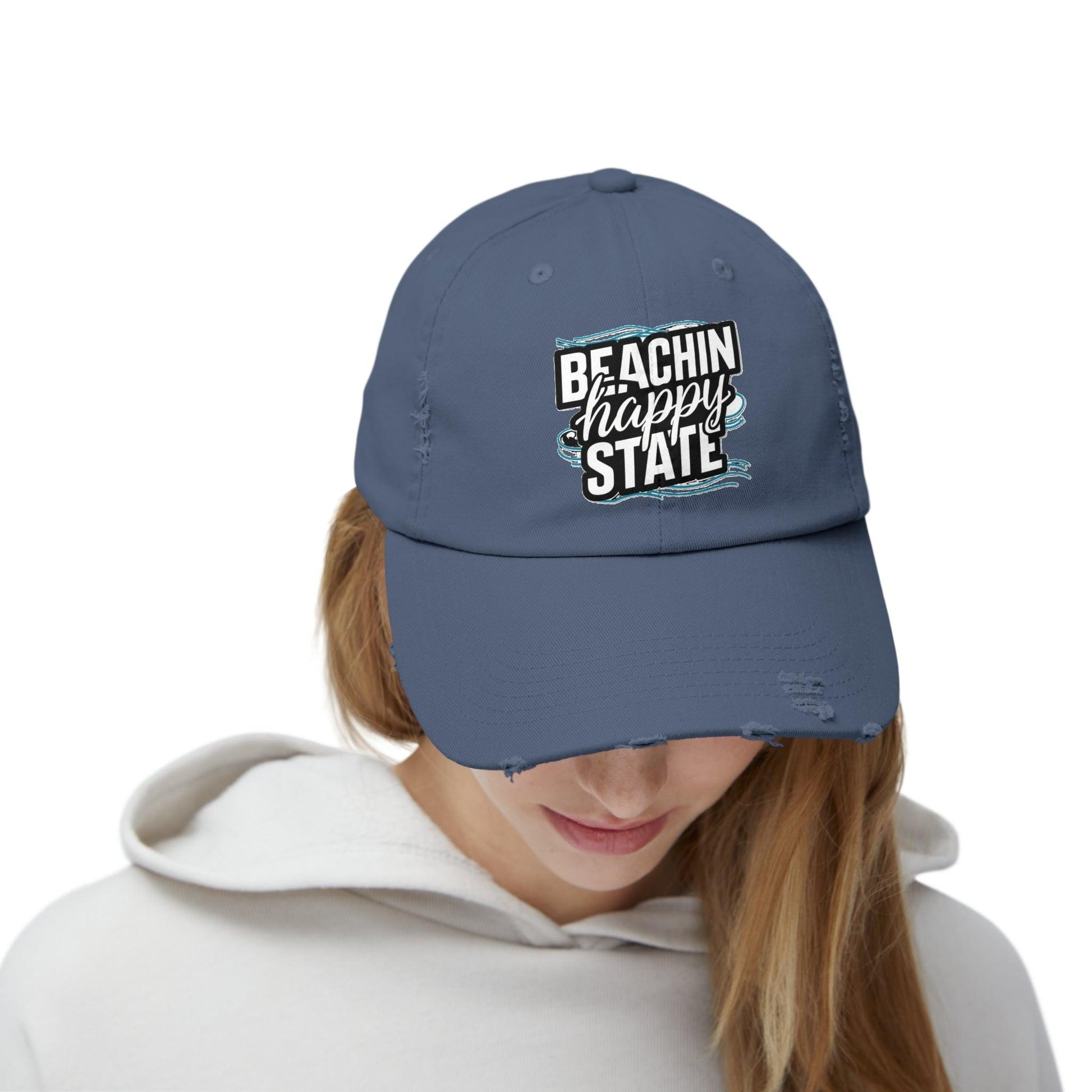 Retro Cap, Beachin Happy State retro distressed cap, casual beach hat - Coastal Collections