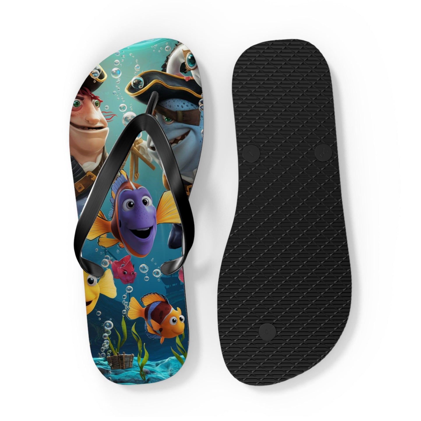 Comical Fish and Pirates Inspired Flip Flops, Express Your Beach Loving Self - Coastal Collections