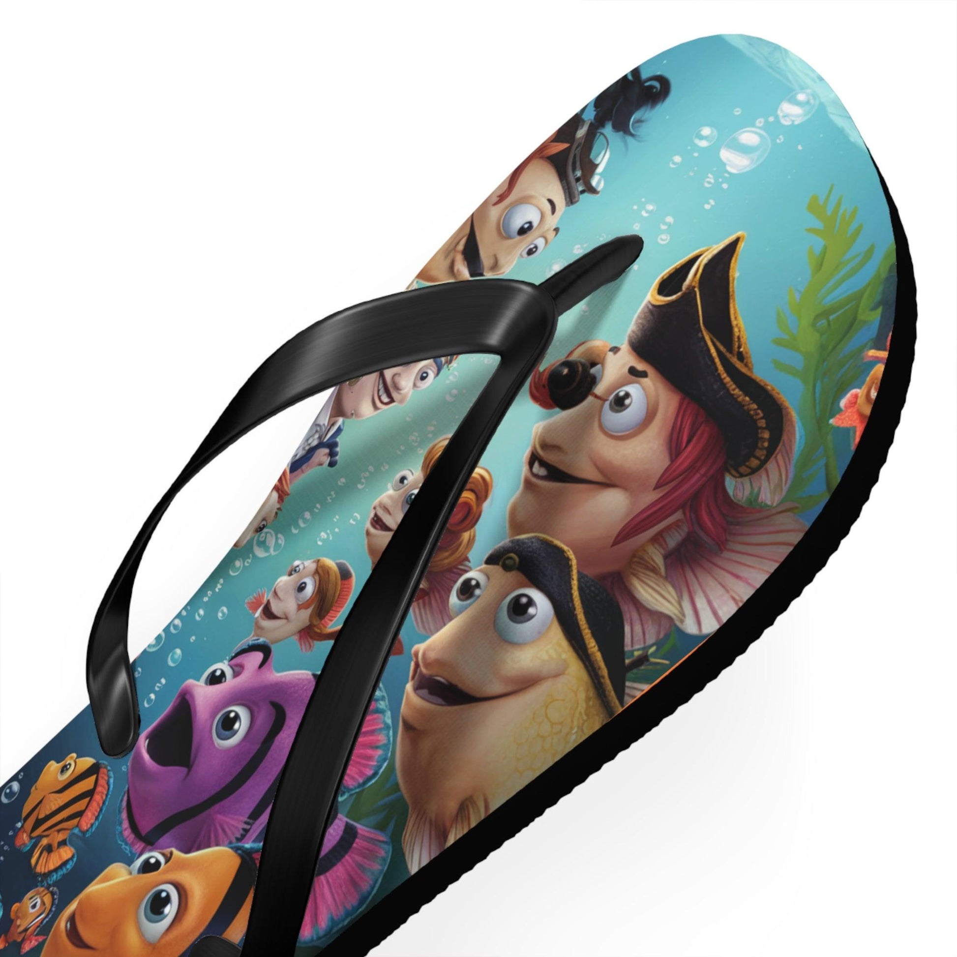 Comical Fish and Pirates Faceoff Inspired Flip Flops, Express Your Beach Loving Self - Coastal Collections