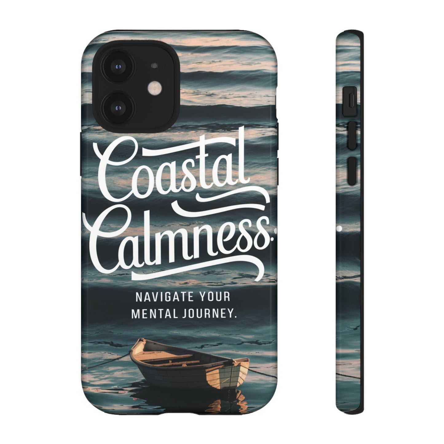 Coastal Calmness, Old Wooden Row Boat Design Protective Phone Case