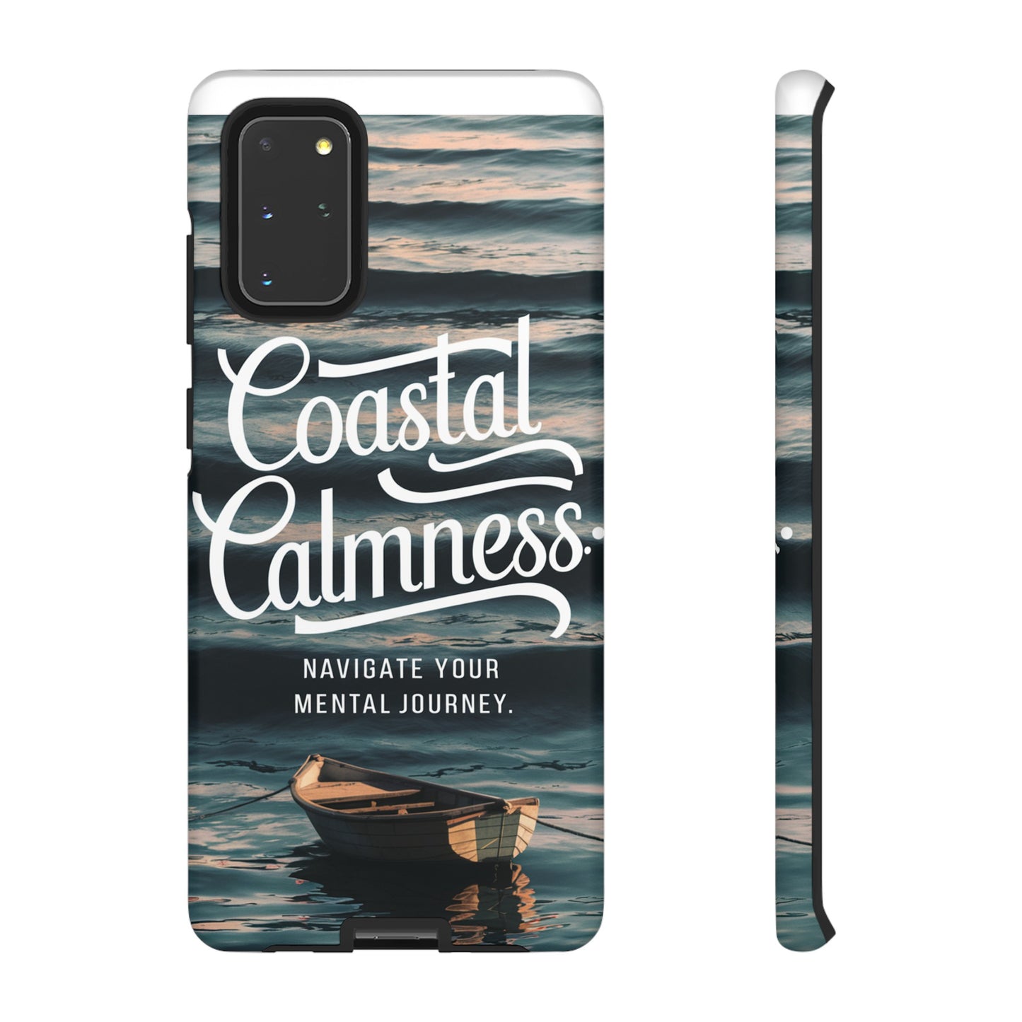 Coastal Calmness, Old Wooden Row Boat Design Protective Phone Case