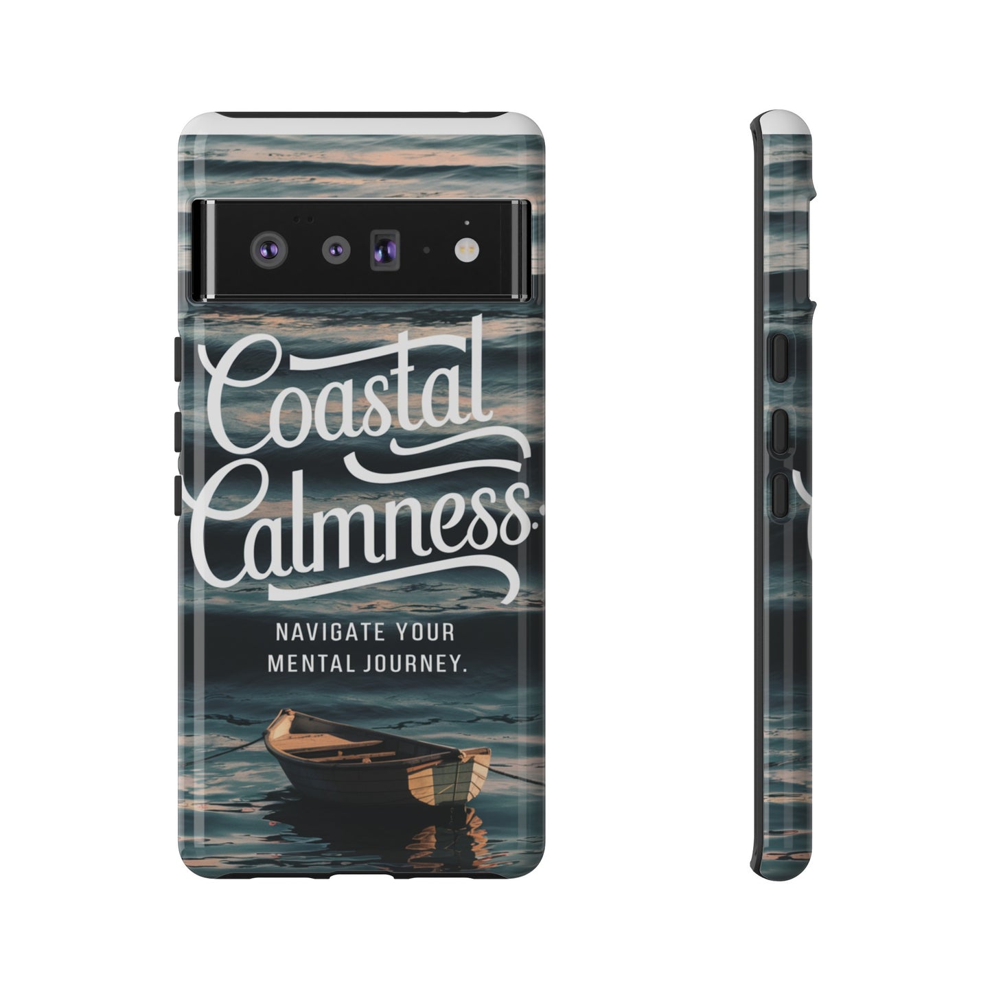 Coastal Calmness, Old Wooden Row Boat Design Protective Phone Case