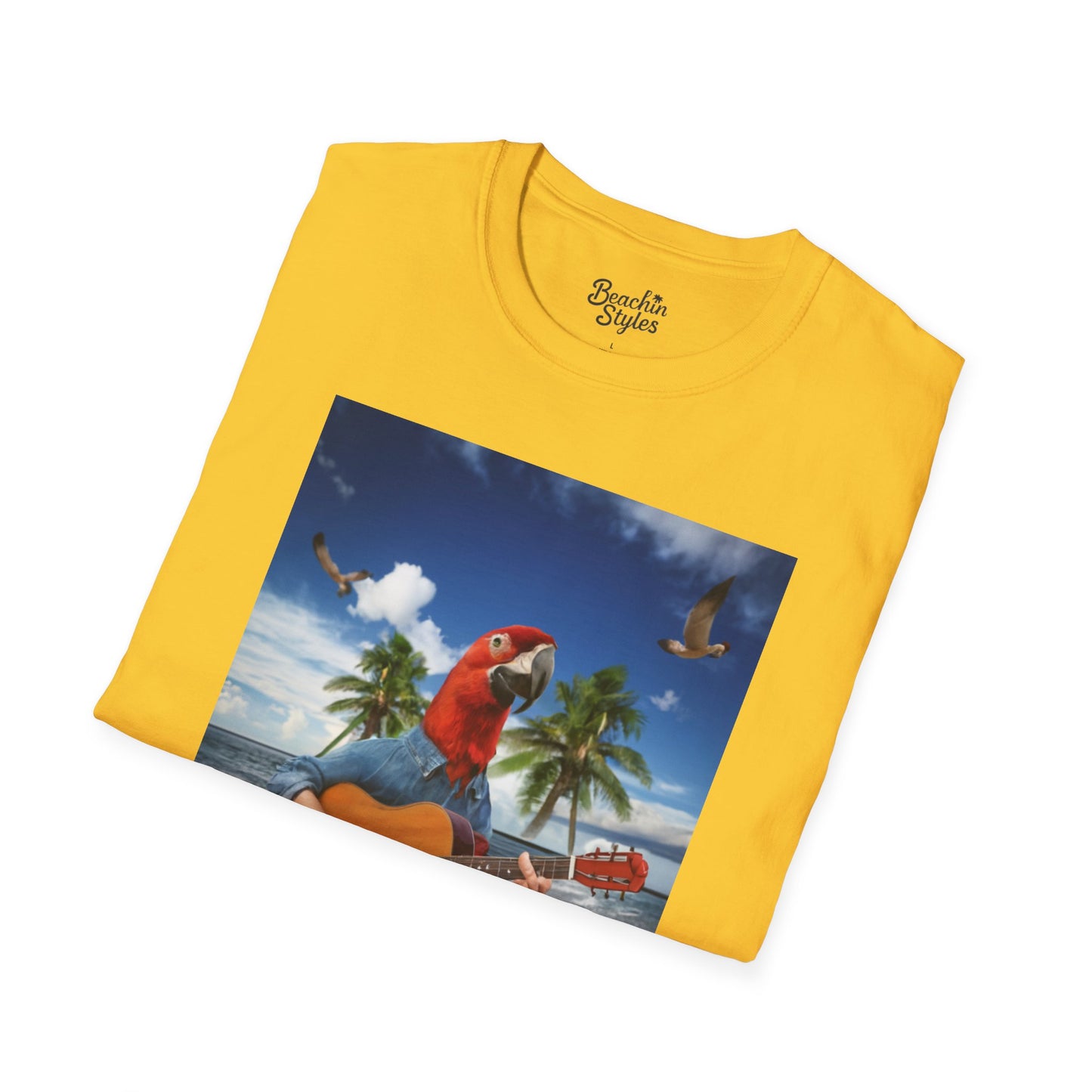 Rockin' Parrot Beach Scene - Unisex T-shirt