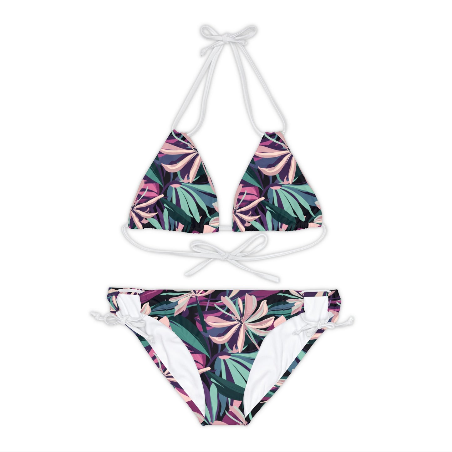 Oleander Flower Strappy Bikini Set