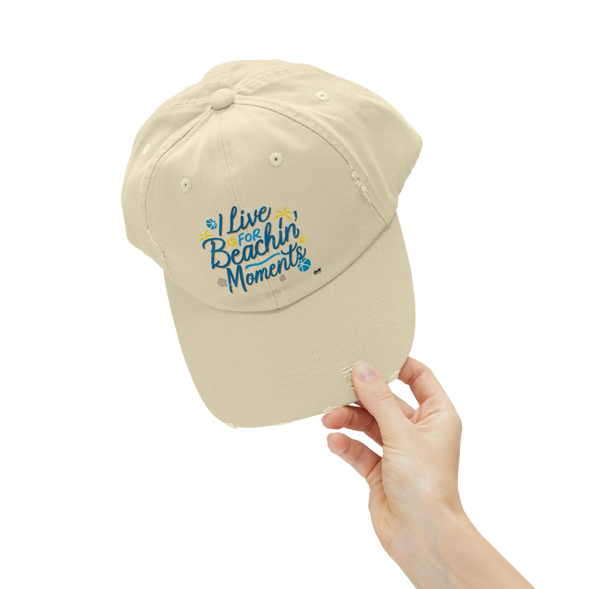 I Live For Beachin Moments Distressed Cap, Casual Beach Hat - Coastal Collections