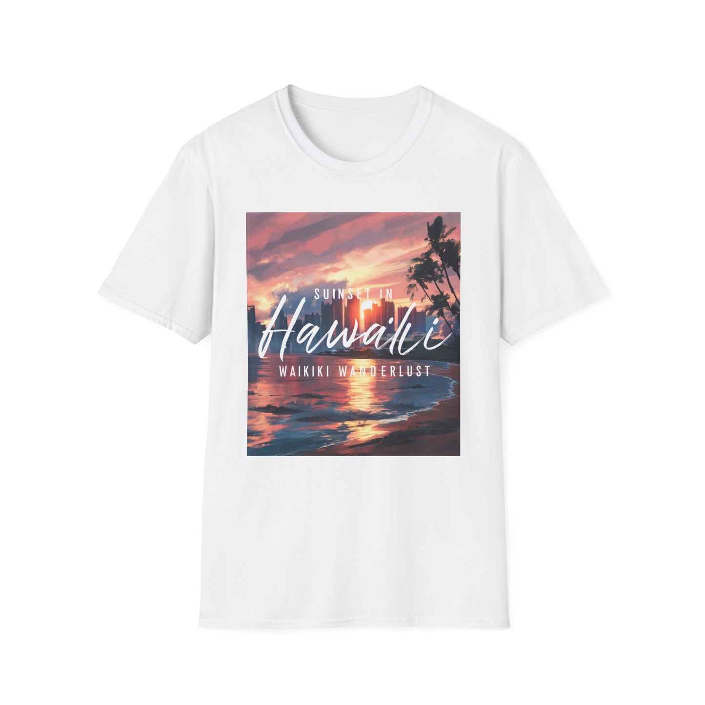 Hawaii Sunset, Waikiki Wanderlust - Unisex Softstyle T-Shirt