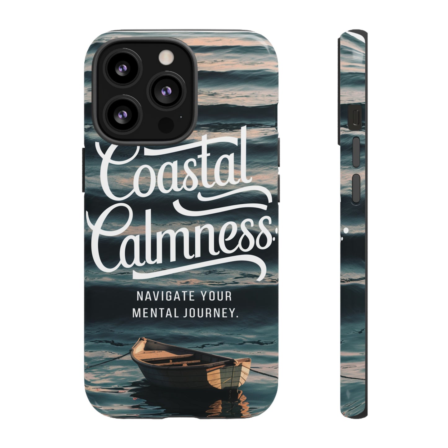 Coastal Calmness, Old Wooden Row Boat Design Protective Phone Case