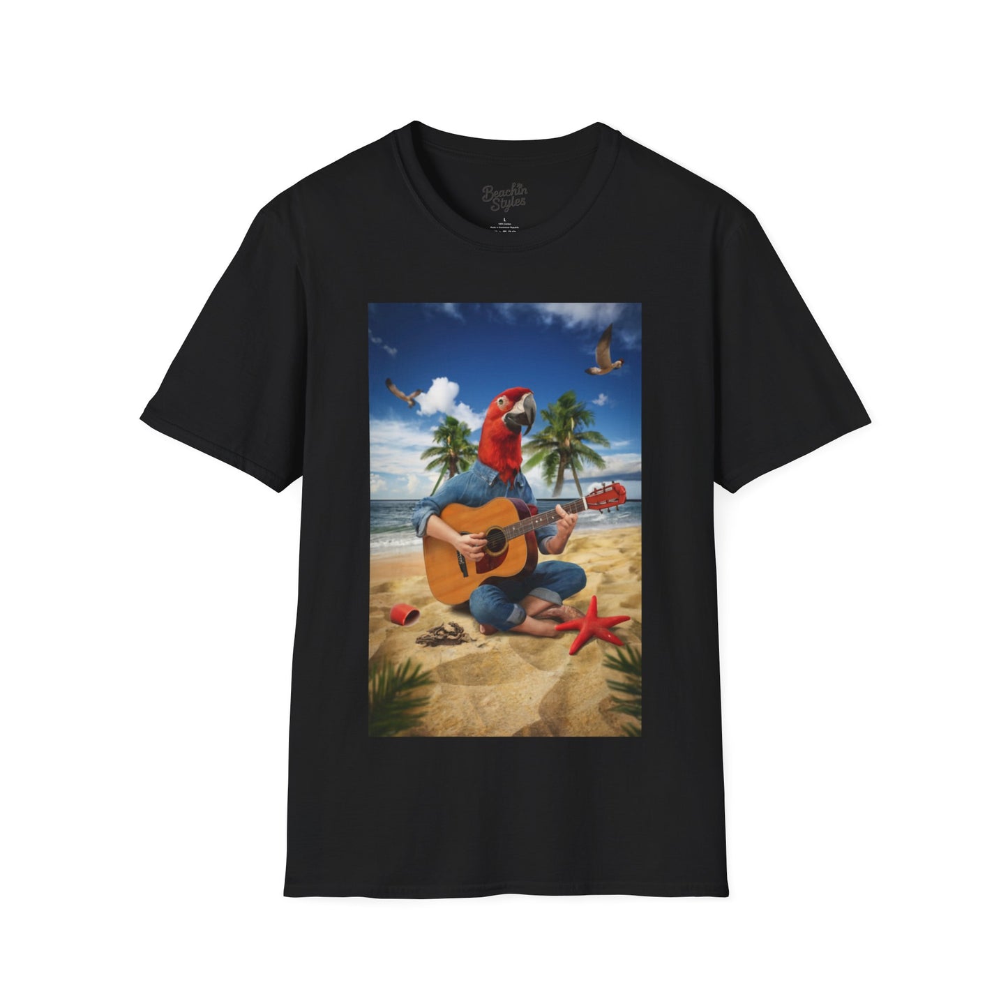 Rockin' Parrot Beach Scene - Unisex T-shirt